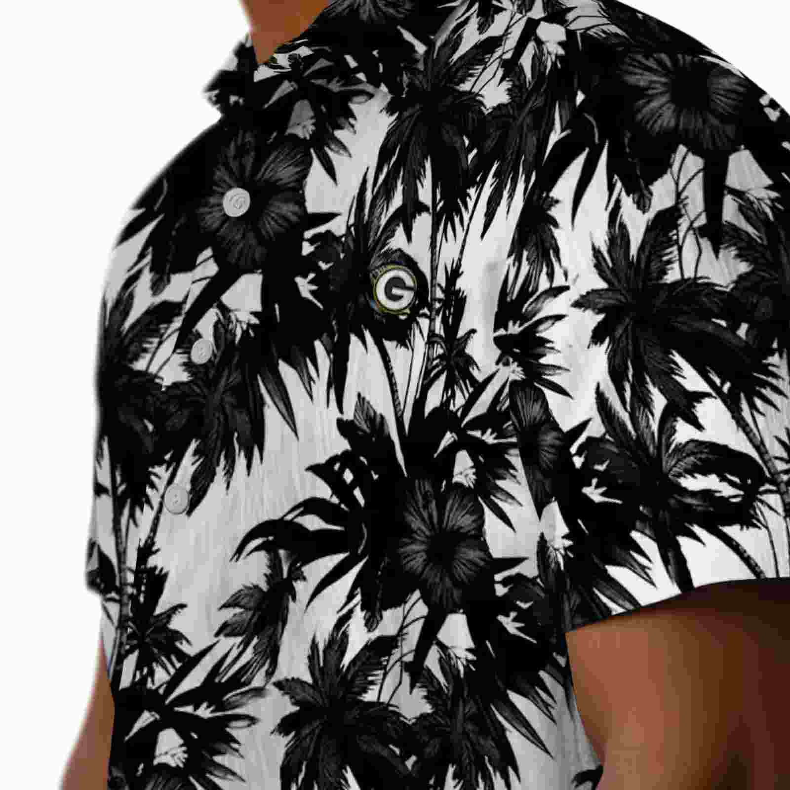 green bay packers palm motifs black white hawaiian shirt trendy