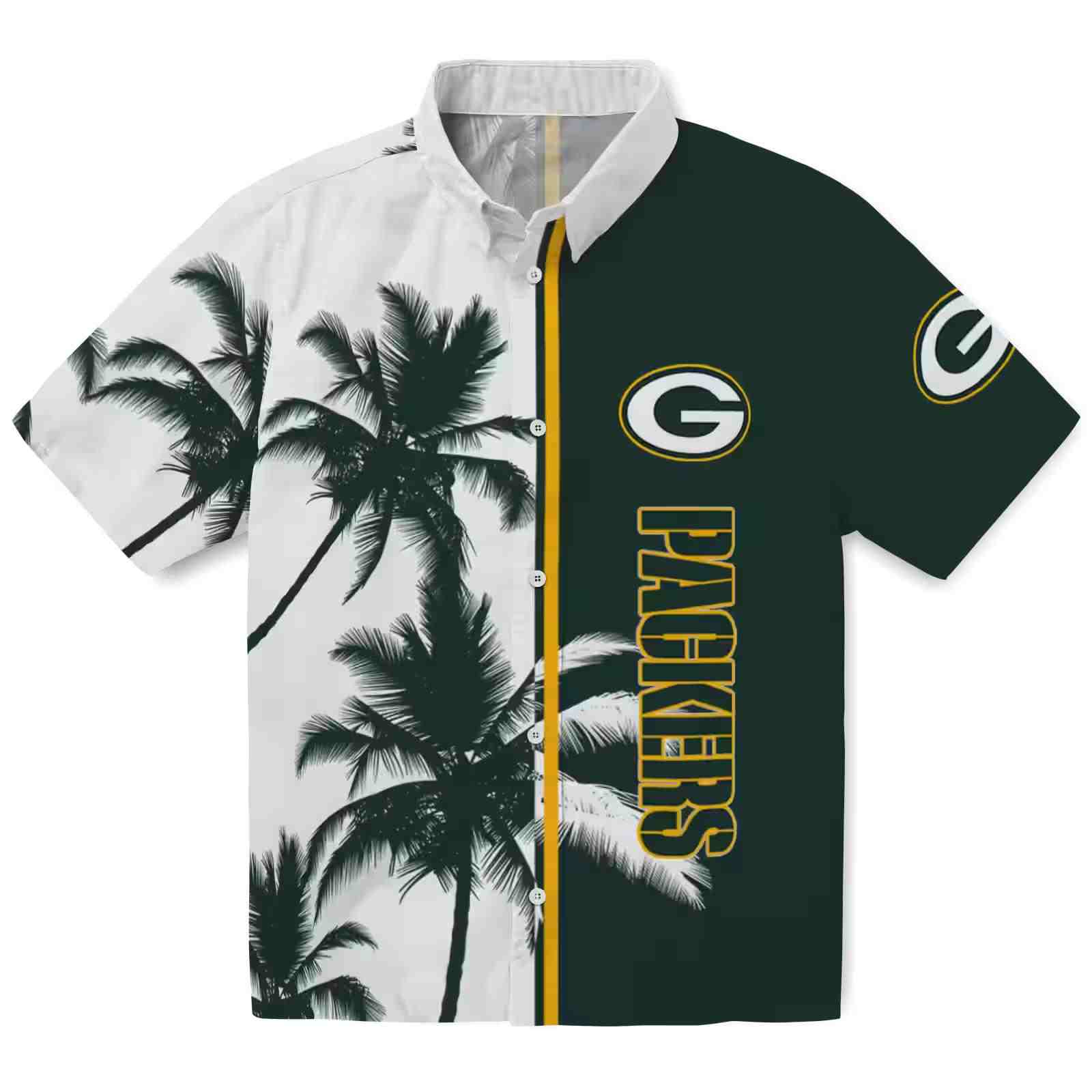 green bay packers palm trees green white hawaiian shirt best selling