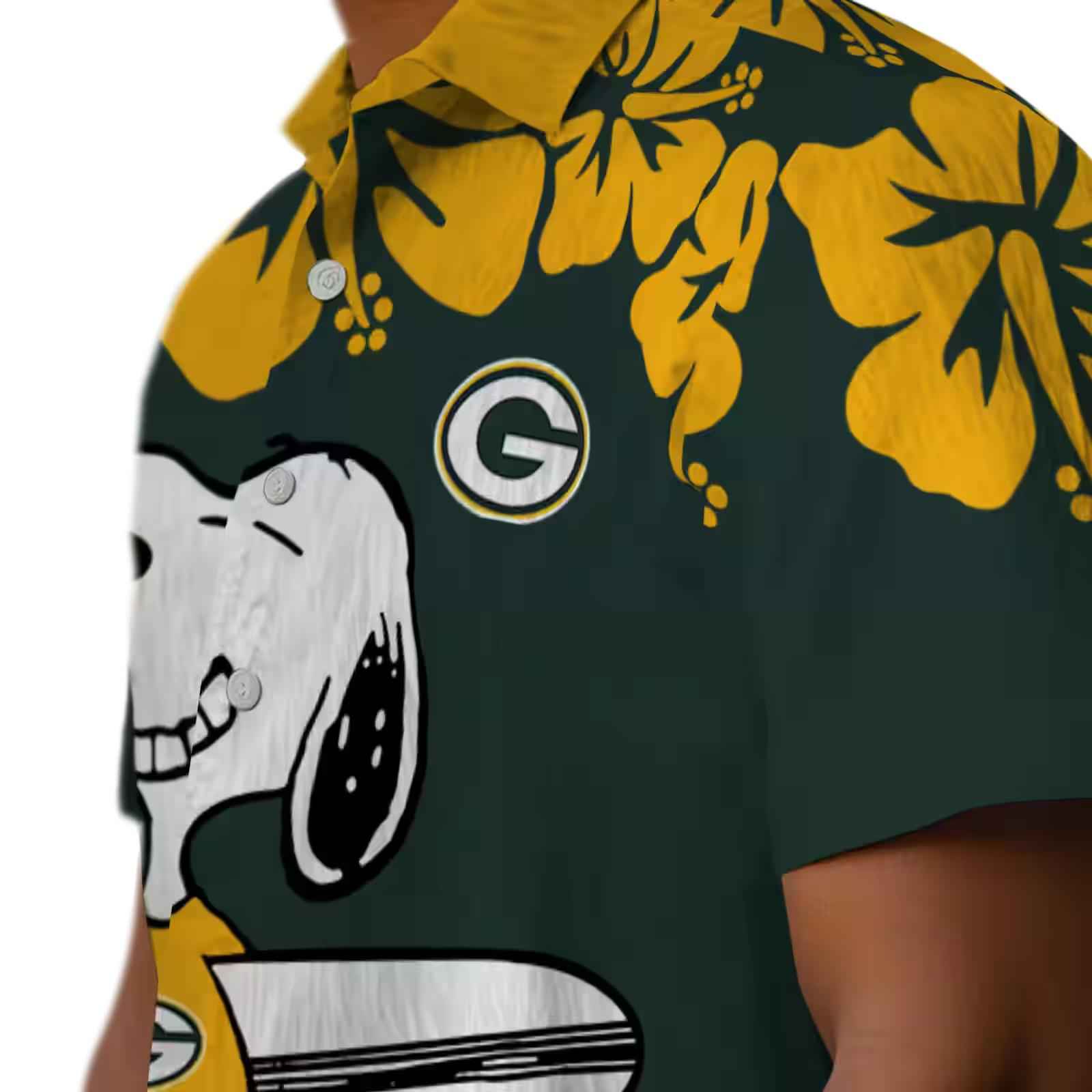 green bay packers snoopy surf green white hawaiian shirt trendy