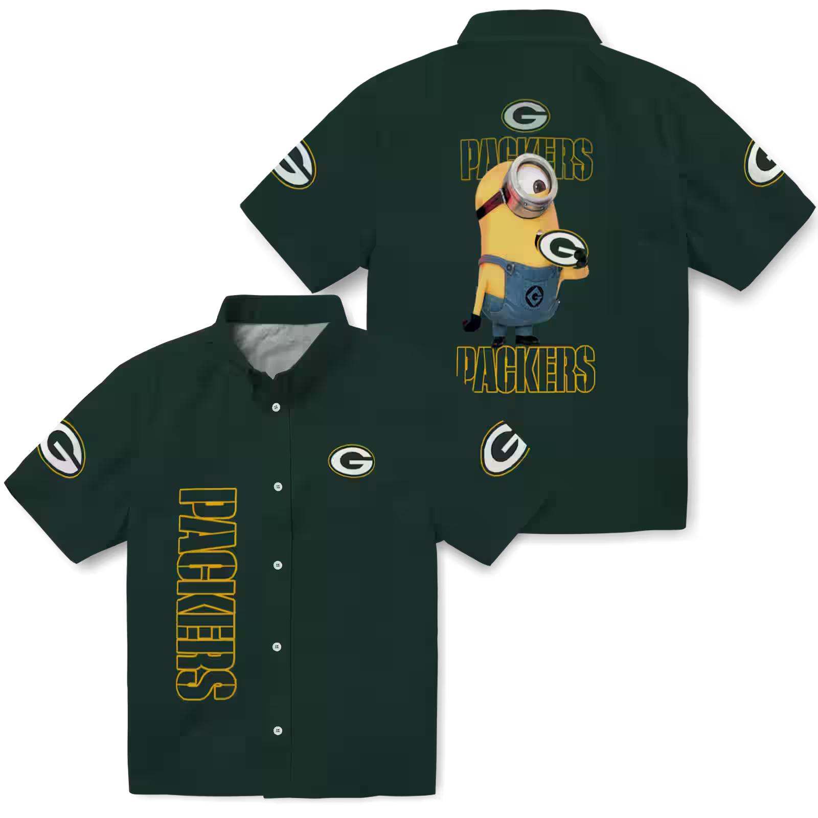 green bay packers stuart minion green hawaiian shirt high quality