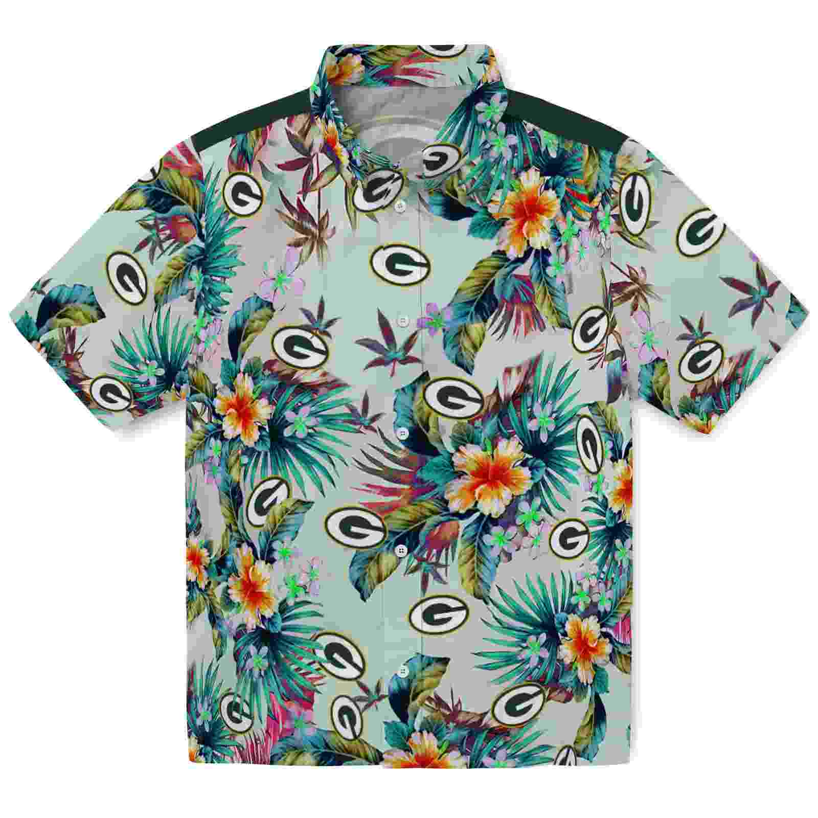 Green Bay Packers Tropical Foliage Green Hawaiian Shirt