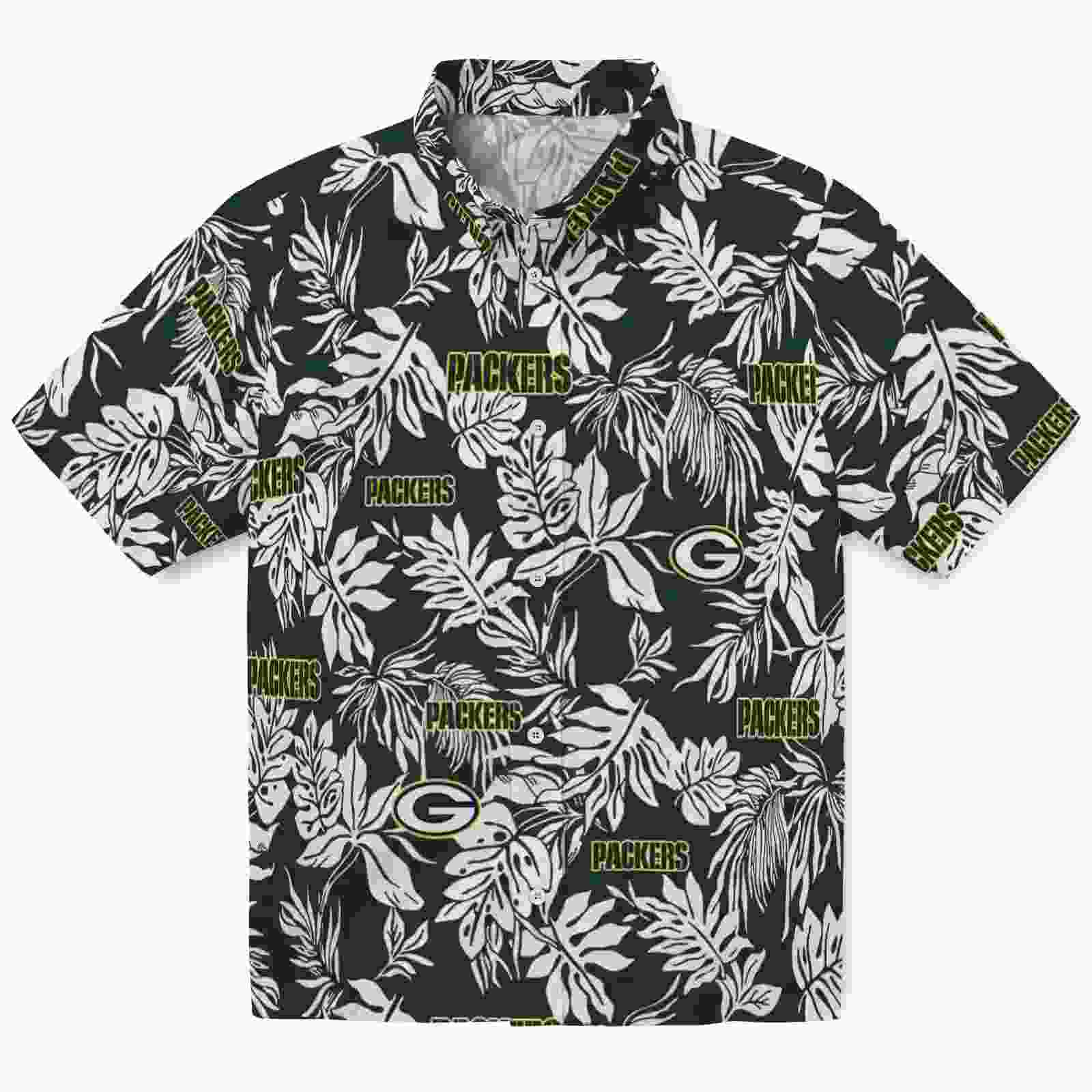 Green Bay Packers Tropical Leaf Green White Hawaiian Shirt