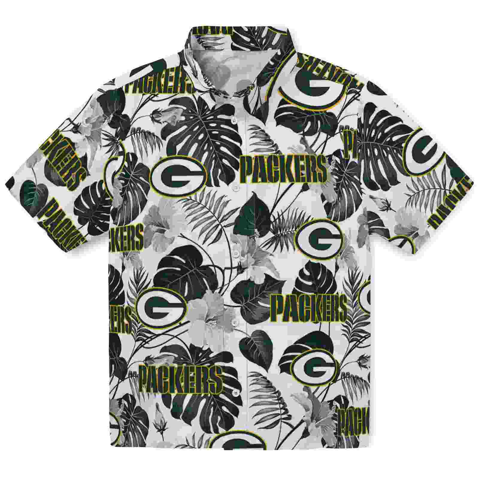 Green Bay Packers Tropical Plants Green White Hawaiian Shirt