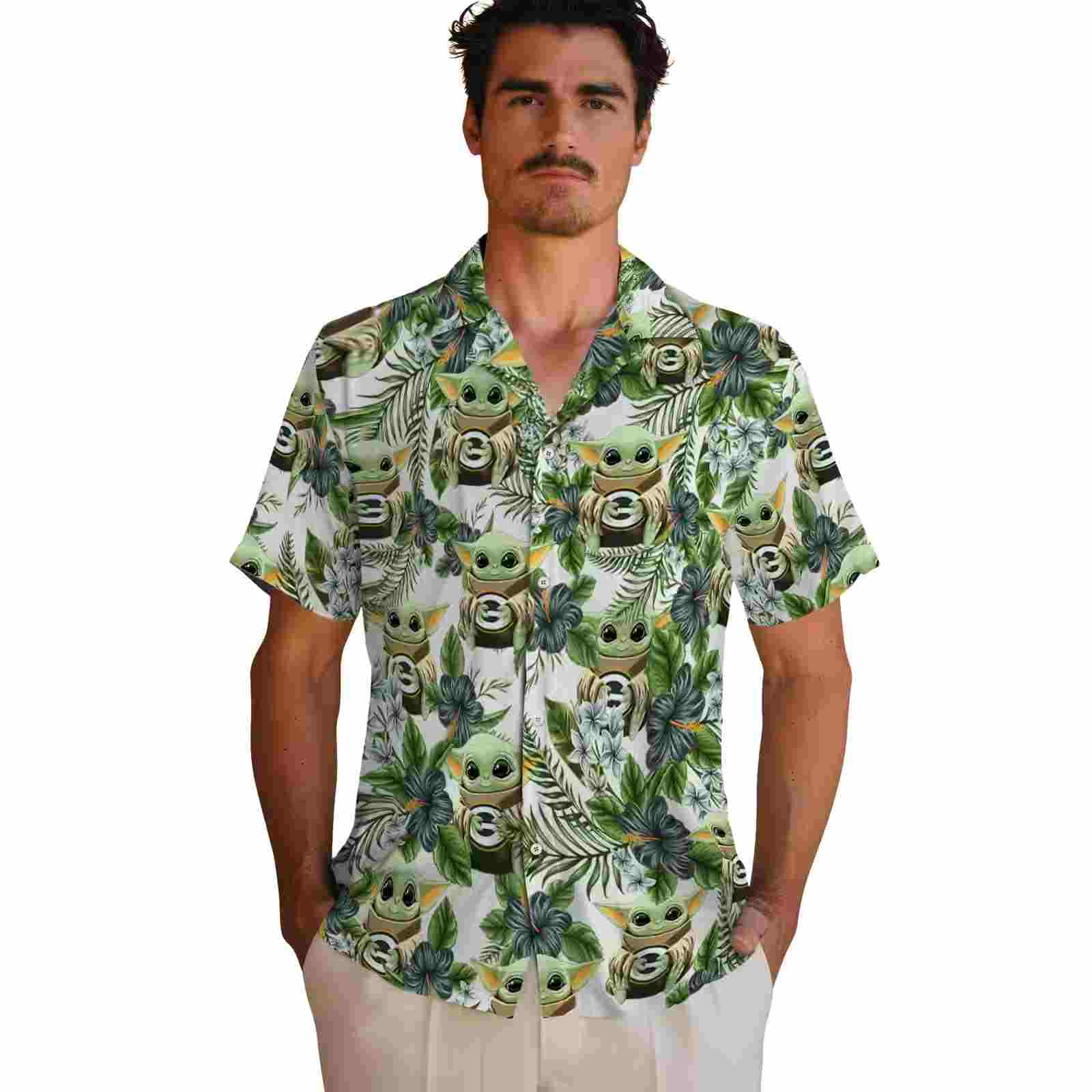 green bay packers tropical yoda green hawaiian shirt fashion forward