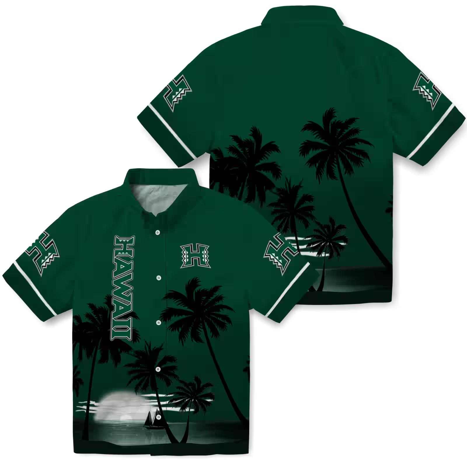 hawaii rainbow warriors beach sunset green black hawaiian shirt high quality