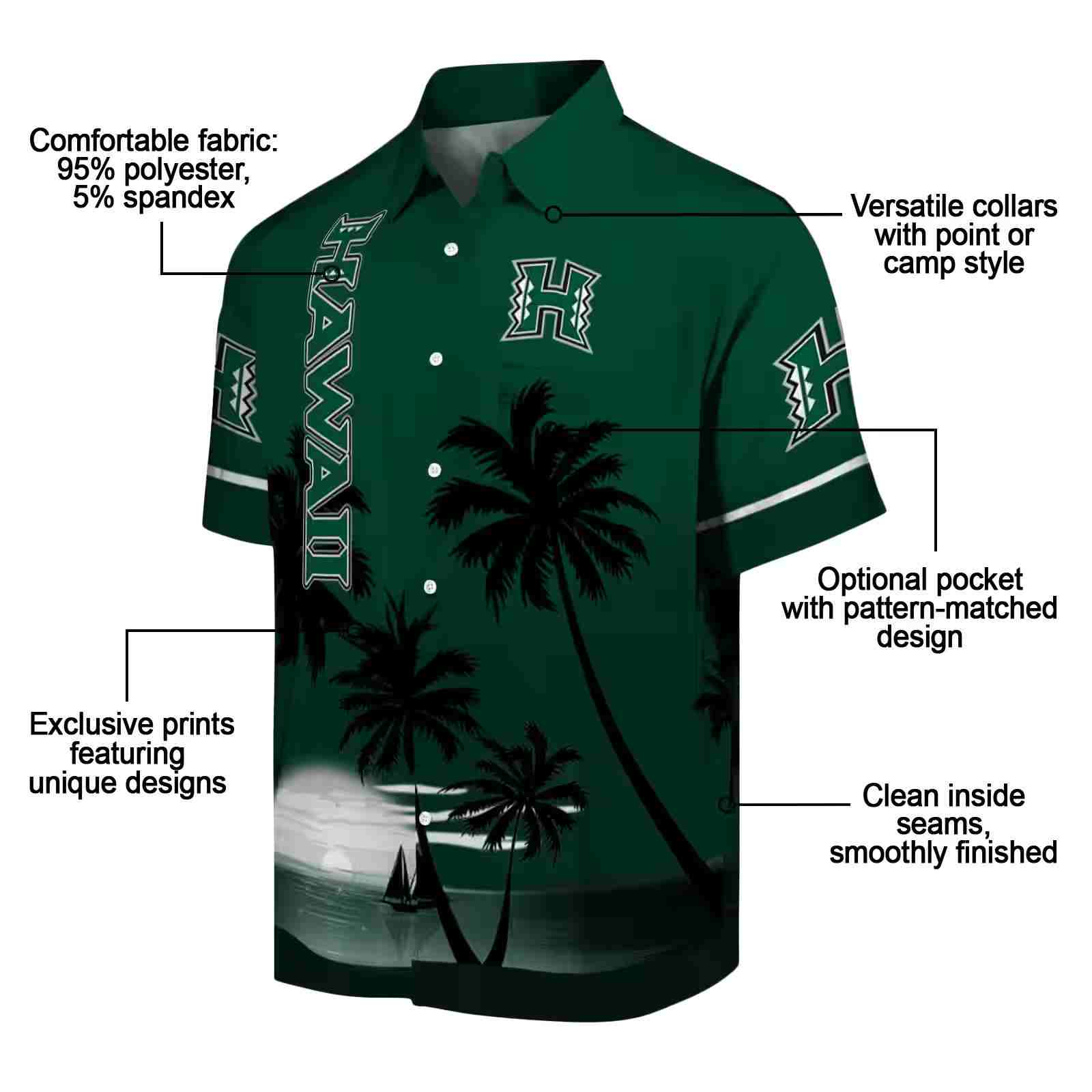 hawaii rainbow warriors beach sunset green black hawaiian shirt new arrival