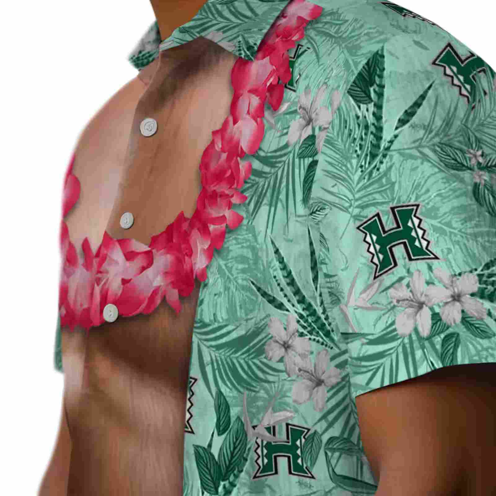 hawaii rainbow warriors chest illusion green hawaiian shirt trendy