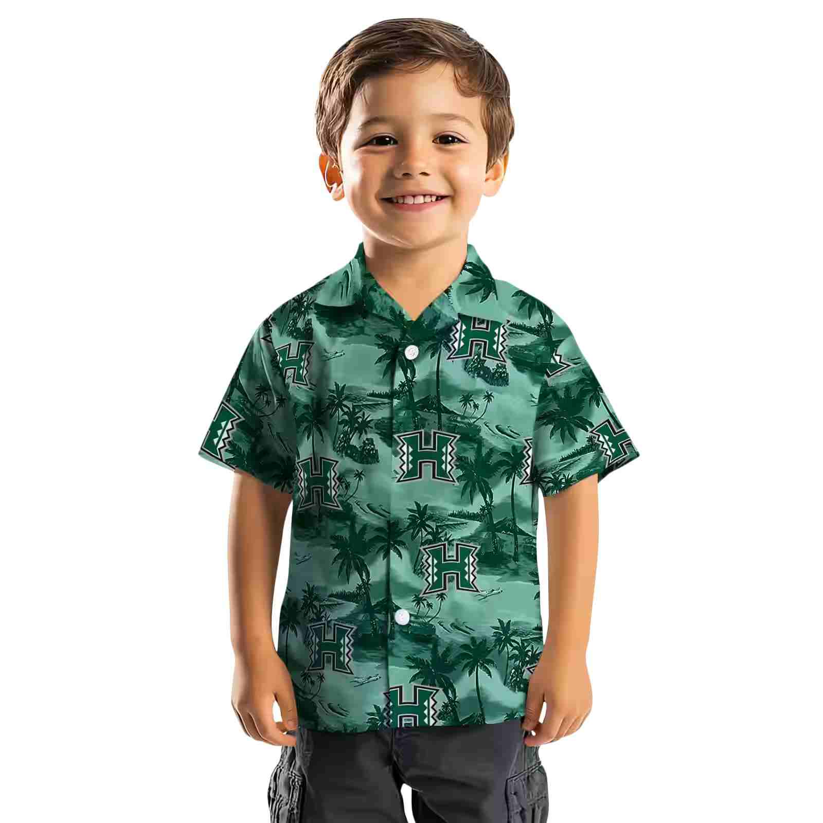 hawaii rainbow warriors coastal palms green hawaiian shirt top rated