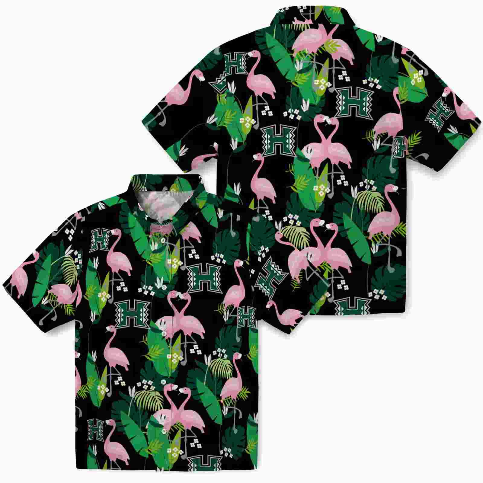 hawaii rainbow warriors flamingo foliage green hawaiian shirt high quality