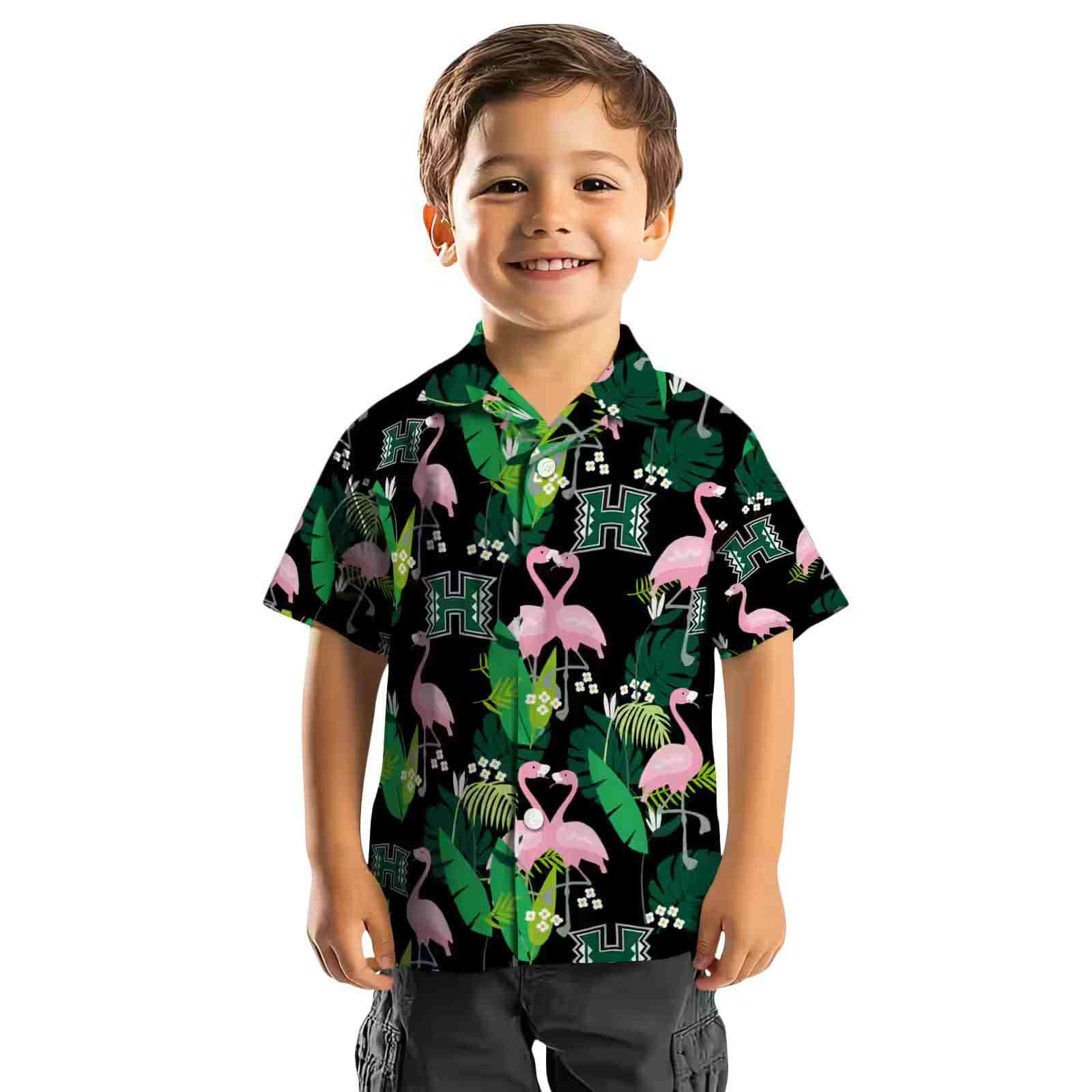 hawaii rainbow warriors flamingo foliage green hawaiian shirt top rated