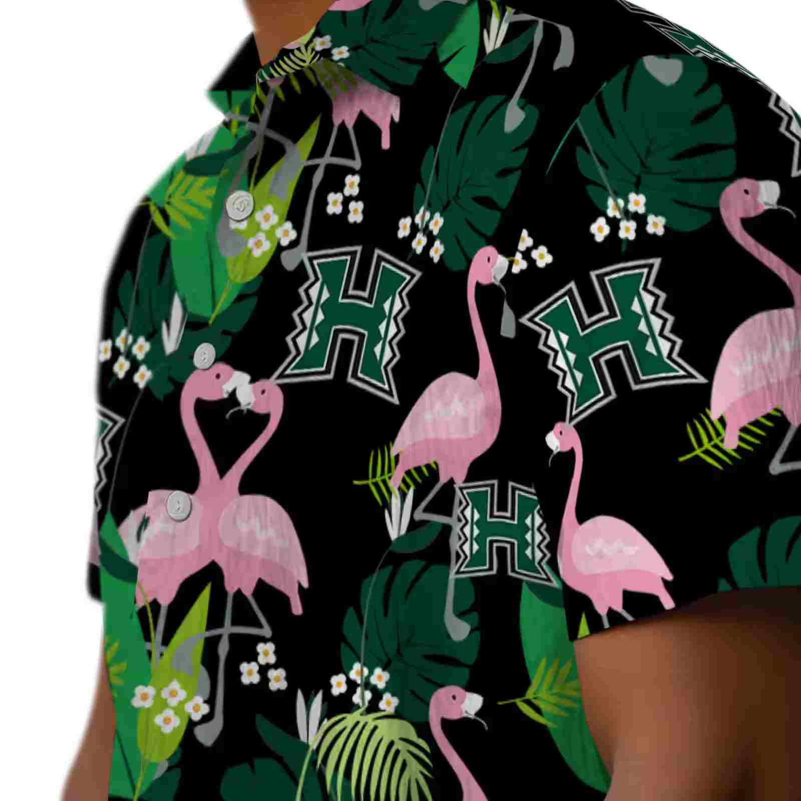 hawaii rainbow warriors flamingo foliage green hawaiian shirt trendy