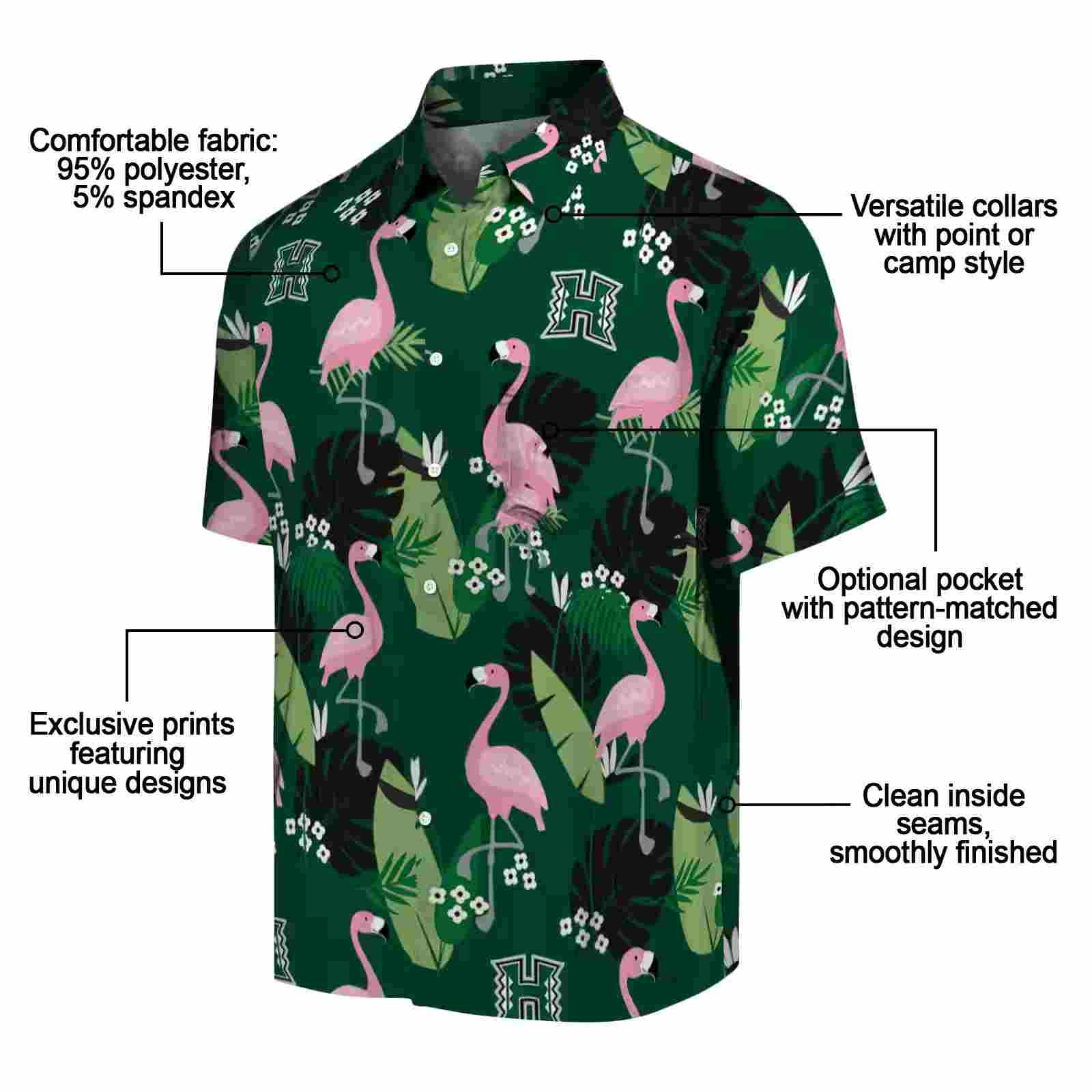 hawaii rainbow warriors flamingo leaf motif green hawaiian shirt new arrival