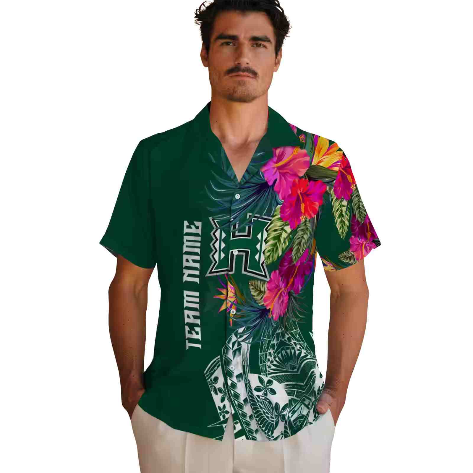 hawaii rainbow warriors floral polynesian green hawaiian shirt fashion forward