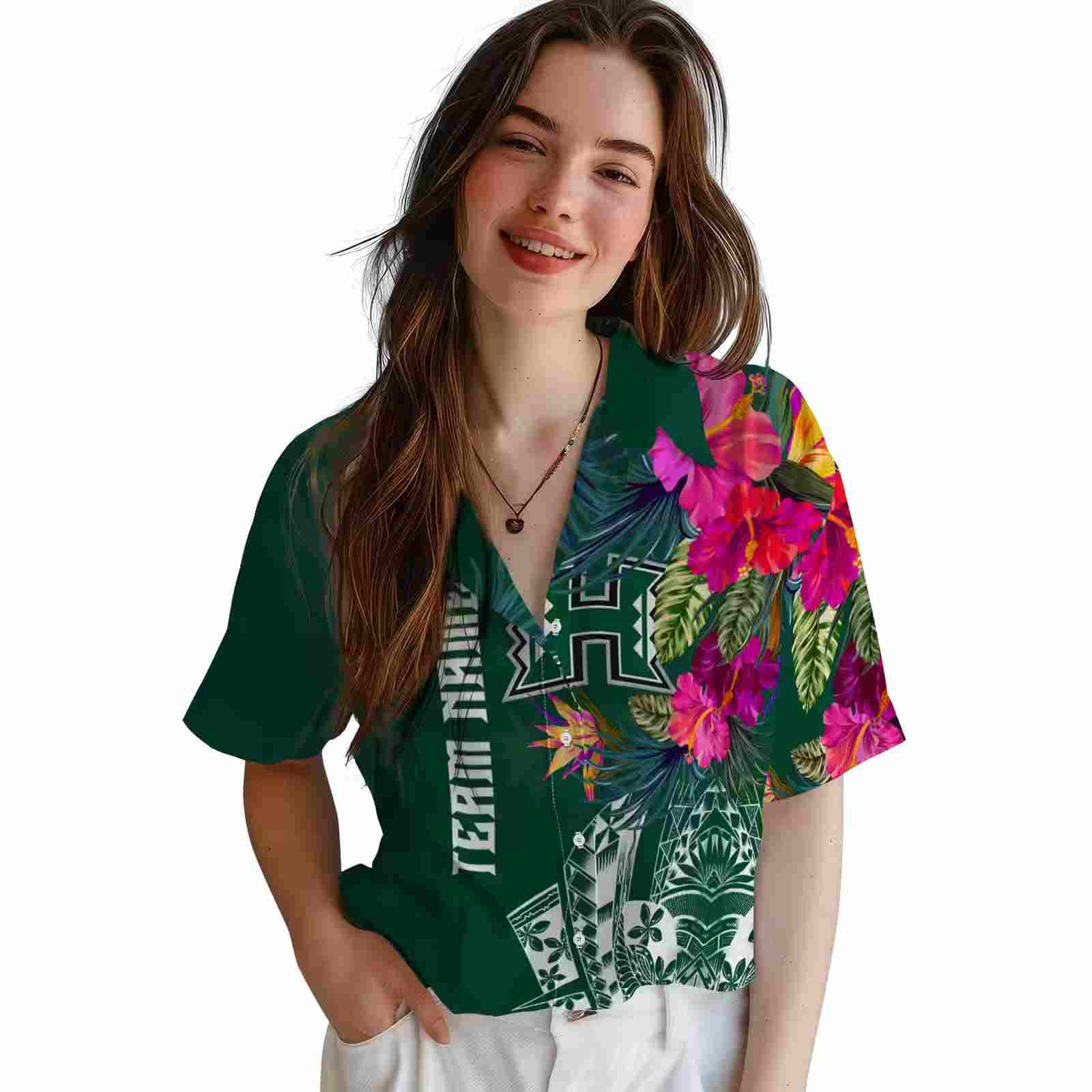 hawaii rainbow warriors floral polynesian green hawaiian shirt latest model