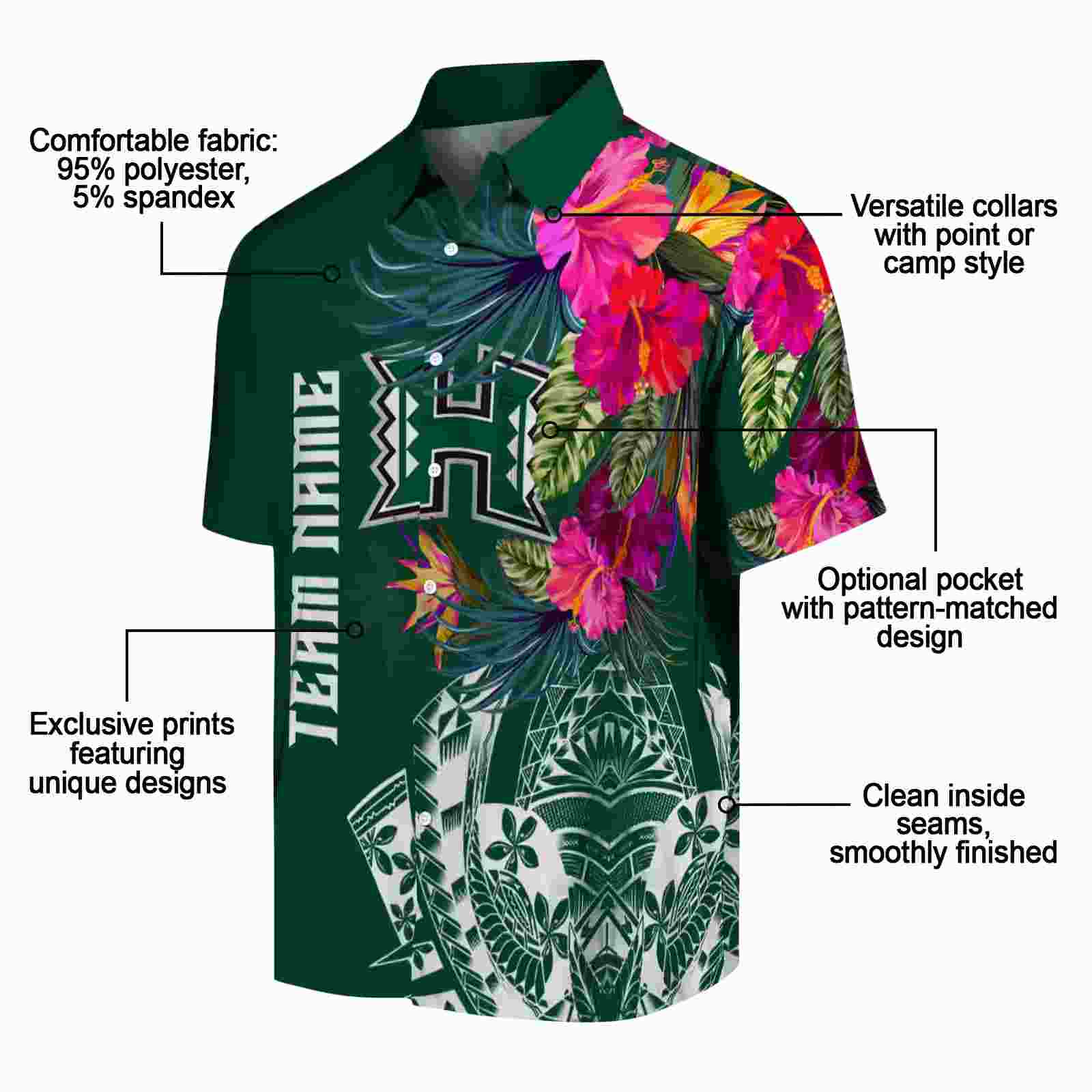 hawaii rainbow warriors floral polynesian green hawaiian shirt new arrival