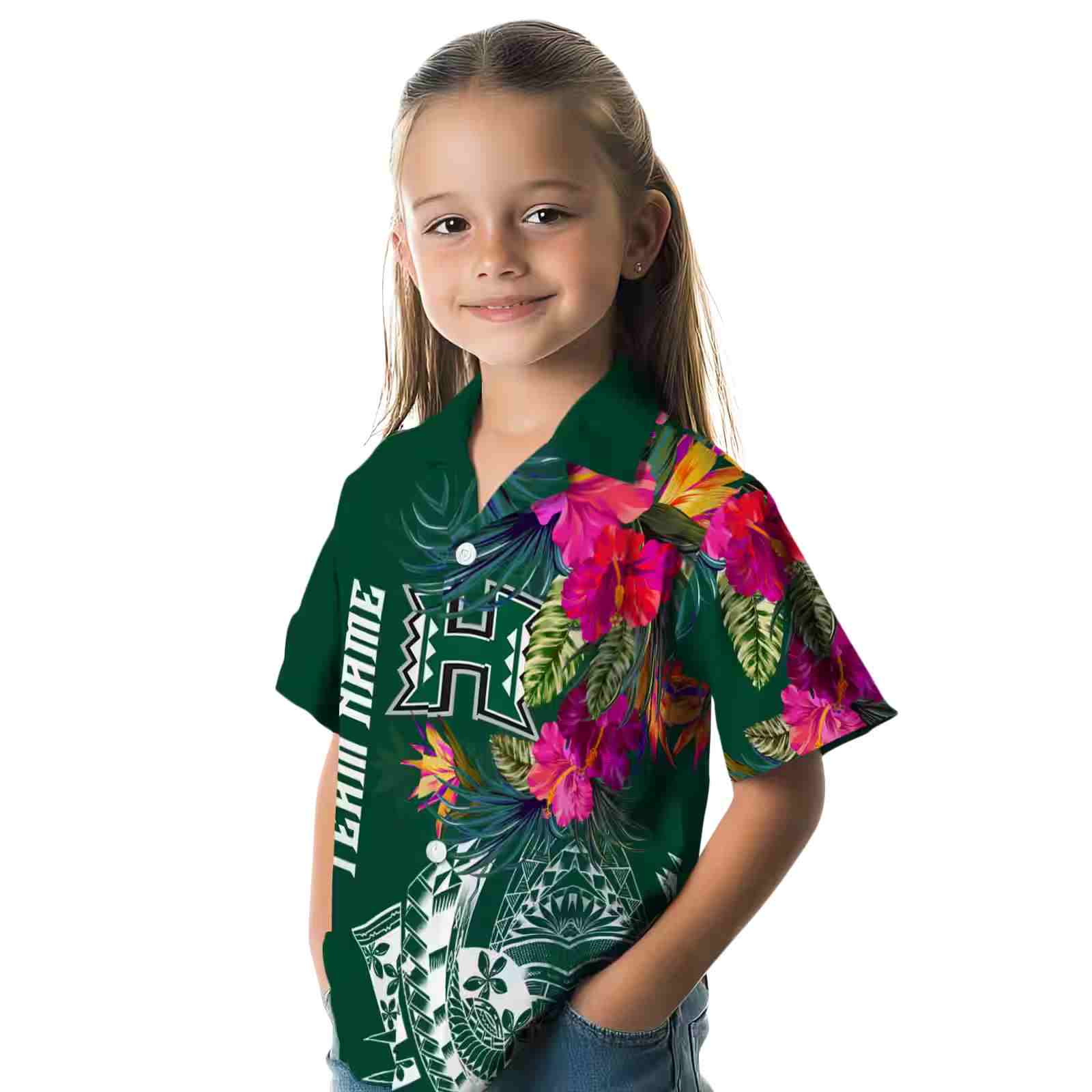 hawaii rainbow warriors floral polynesian green hawaiian shirt premium grade