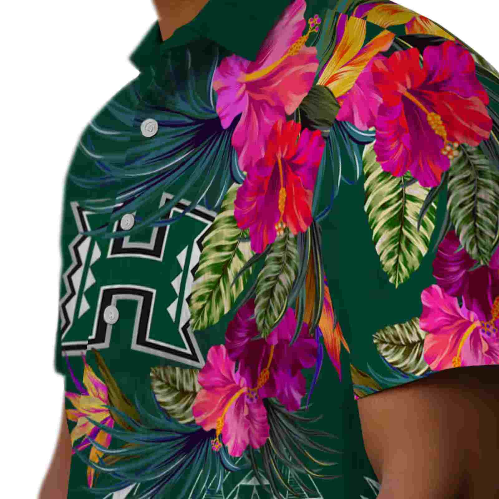 hawaii rainbow warriors floral polynesian green hawaiian shirt trendy