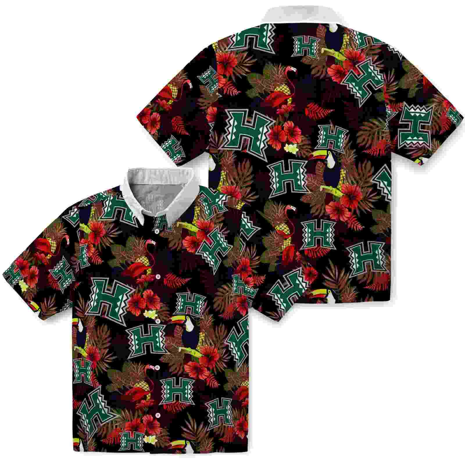 hawaii rainbow warriors floral toucan green red hawaiian shirt high quality