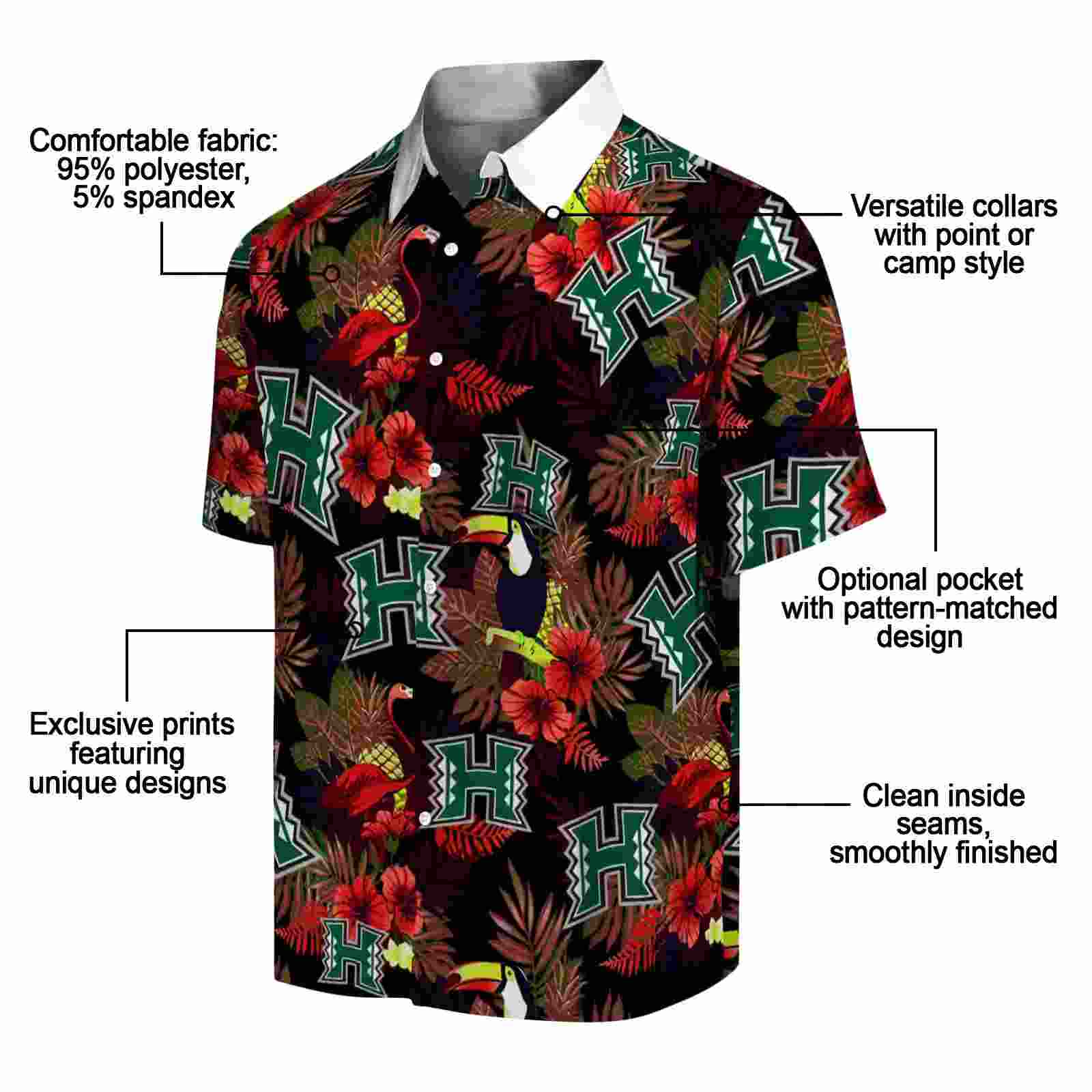 hawaii rainbow warriors floral toucan green red hawaiian shirt new arrival