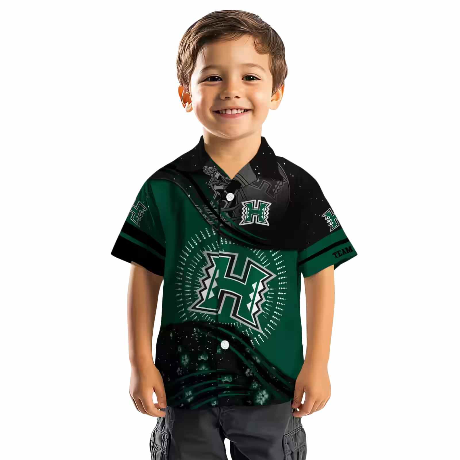 hawaii rainbow warriors football wave green black hawaiian shirt top rated