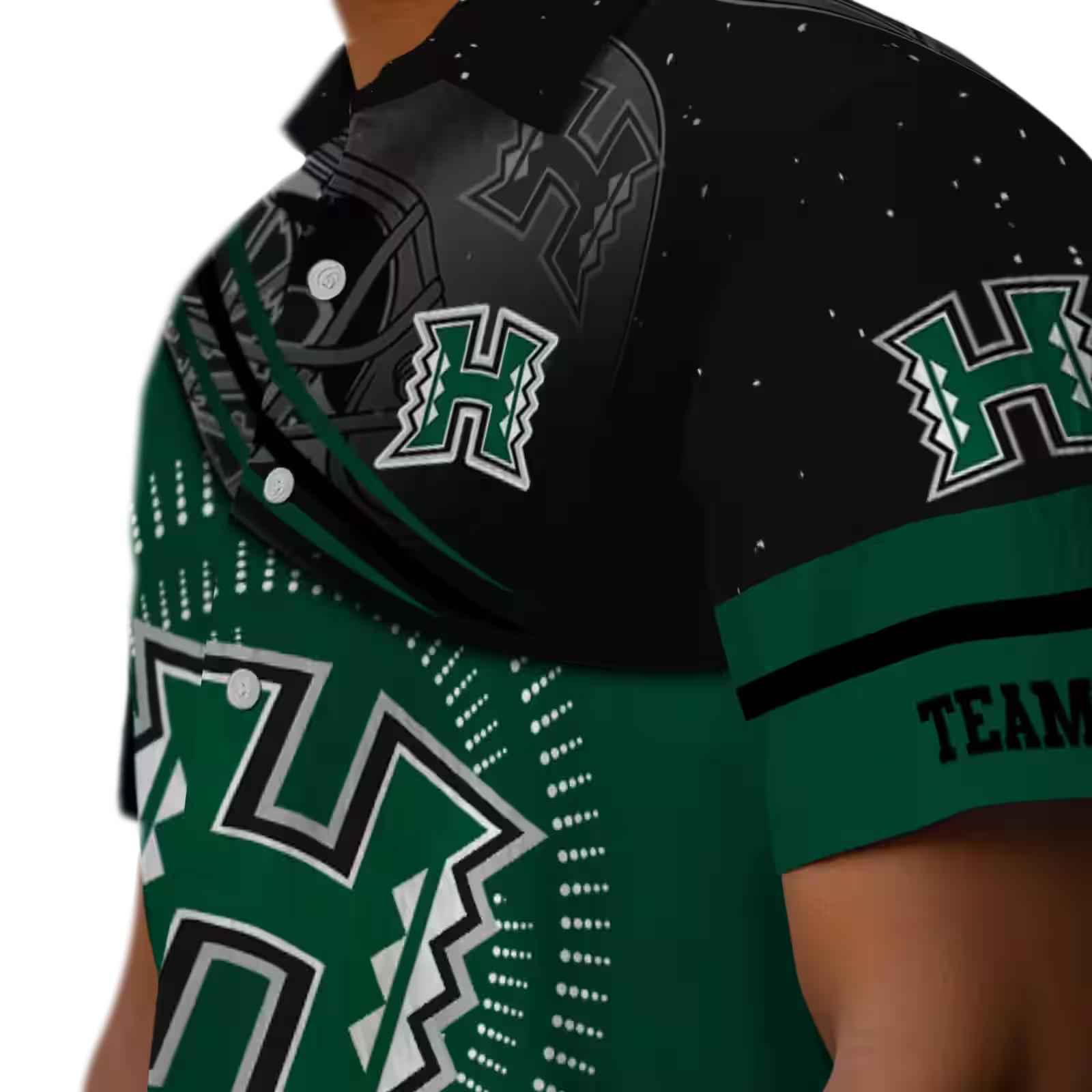 hawaii rainbow warriors football wave green black hawaiian shirt trendy