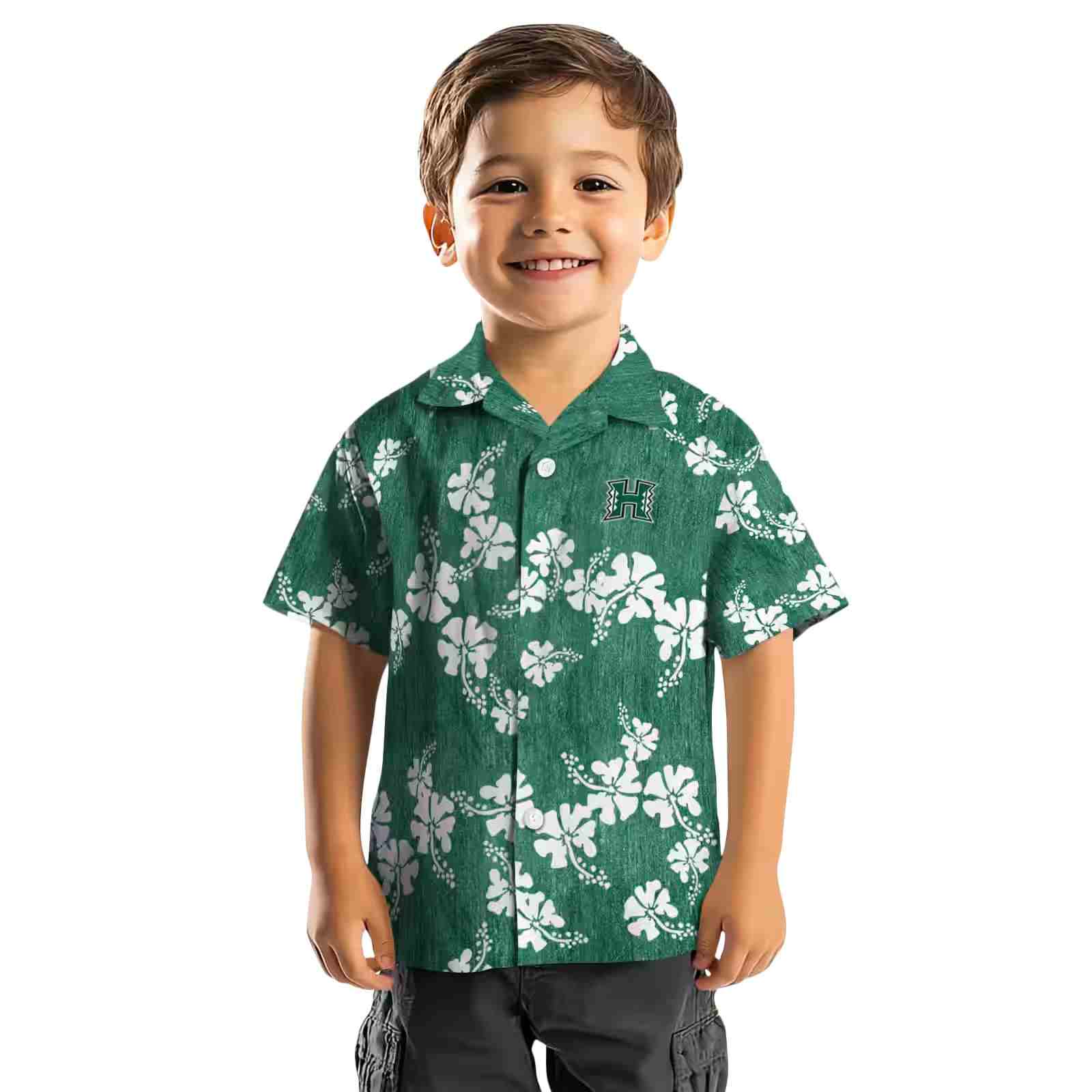 hawaii rainbow warriors hibiscus clusters green hawaiian shirt top rated