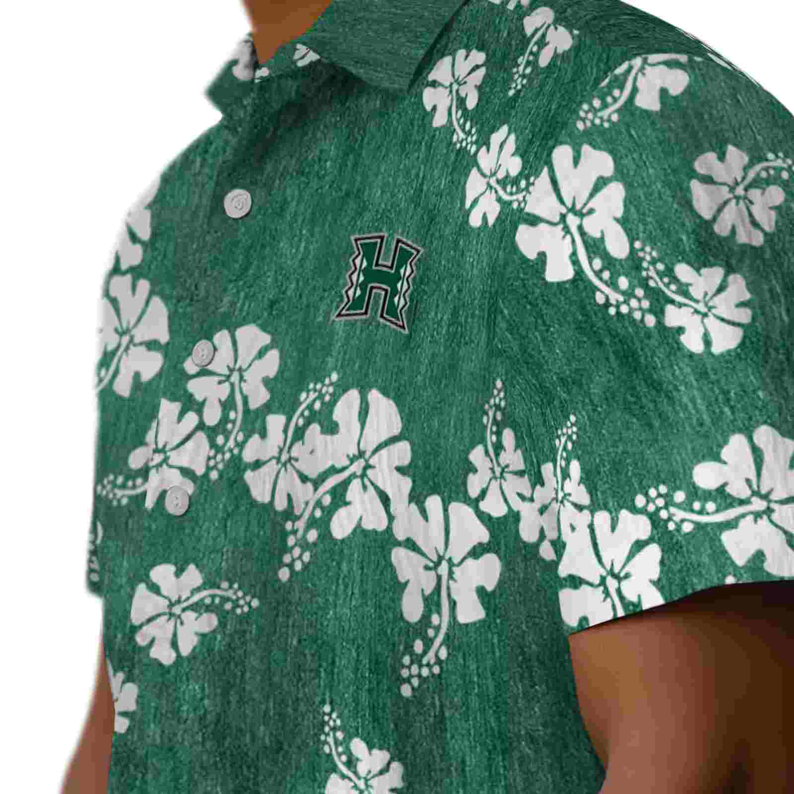 hawaii rainbow warriors hibiscus clusters green hawaiian shirt trendy