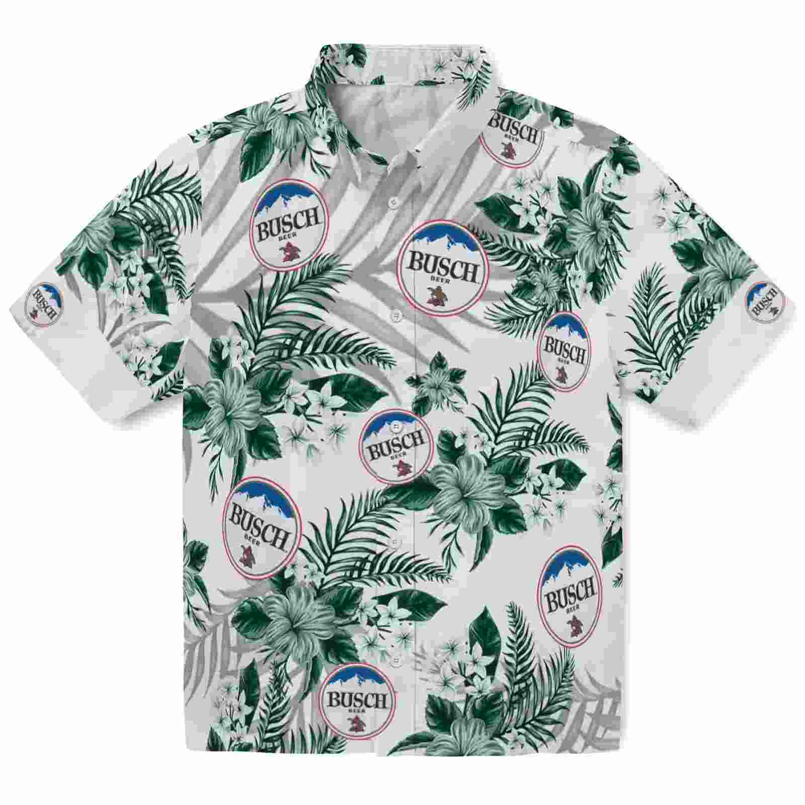 Hawaii Rainbow Warriors Hibiscus Palm Leaves Green White Hawaiian Shirt