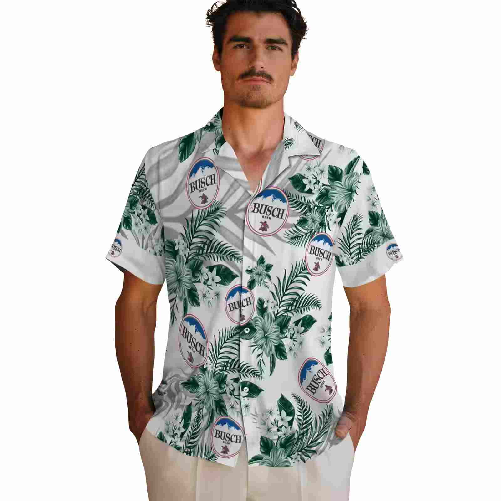 hawaii rainbow warriors hibiscus palm leaves green white hawaiian shirt fashion forward