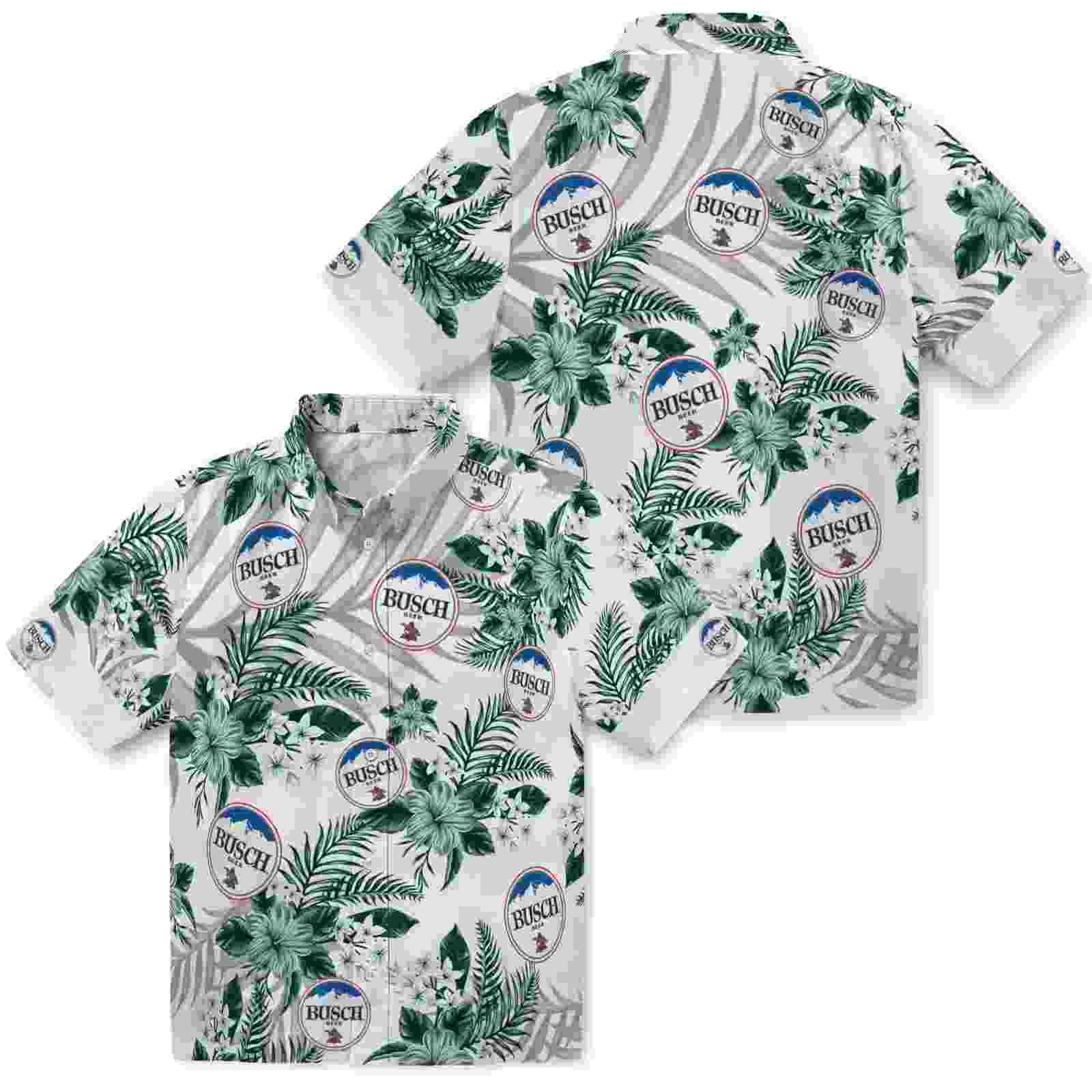 hawaii rainbow warriors hibiscus palm leaves green white hawaiian shirt high quality