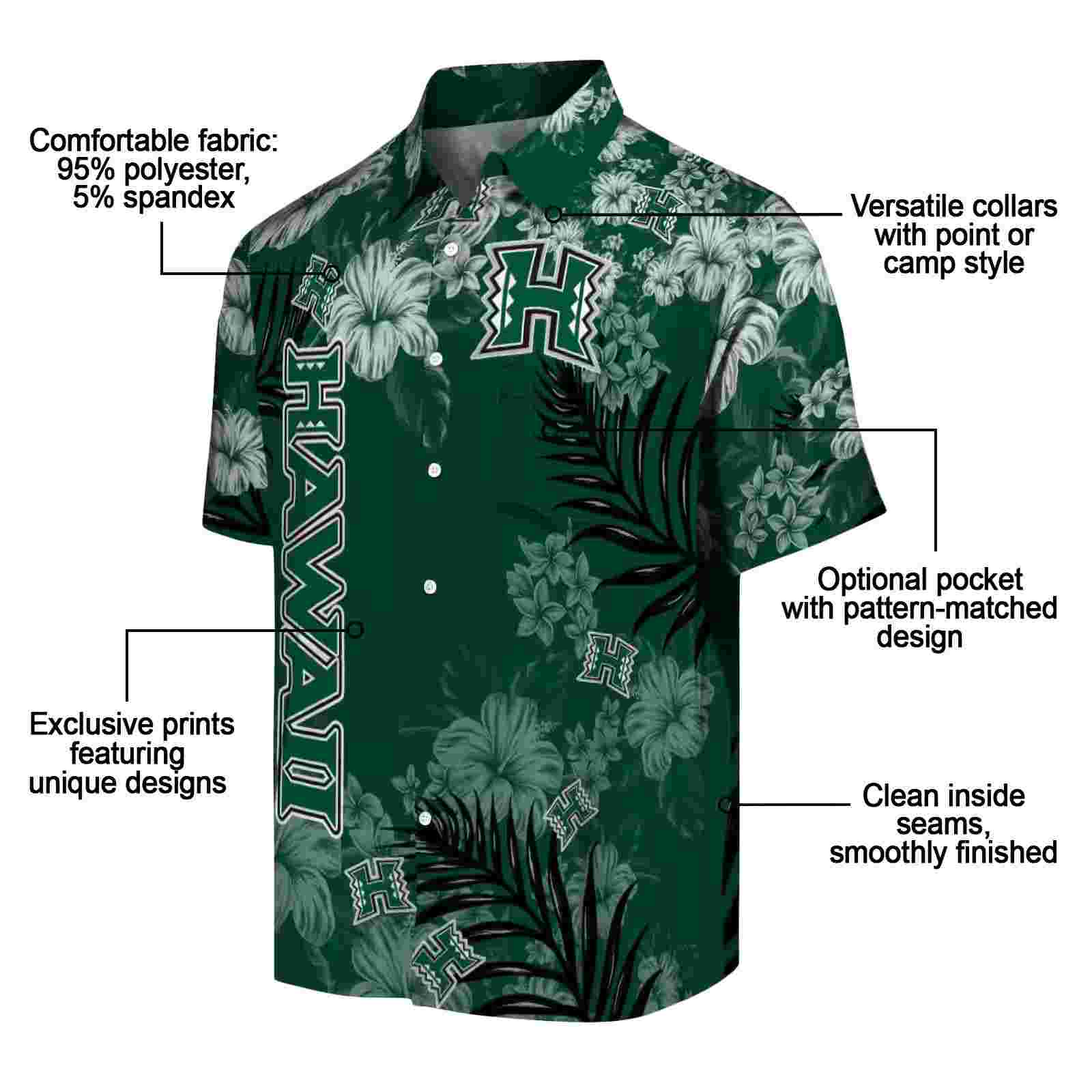 hawaii rainbow warriors hibiscus print green hawaiian shirt new arrival