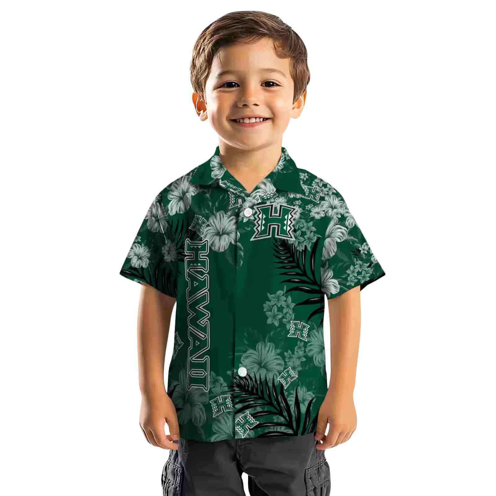 hawaii rainbow warriors hibiscus print green hawaiian shirt top rated