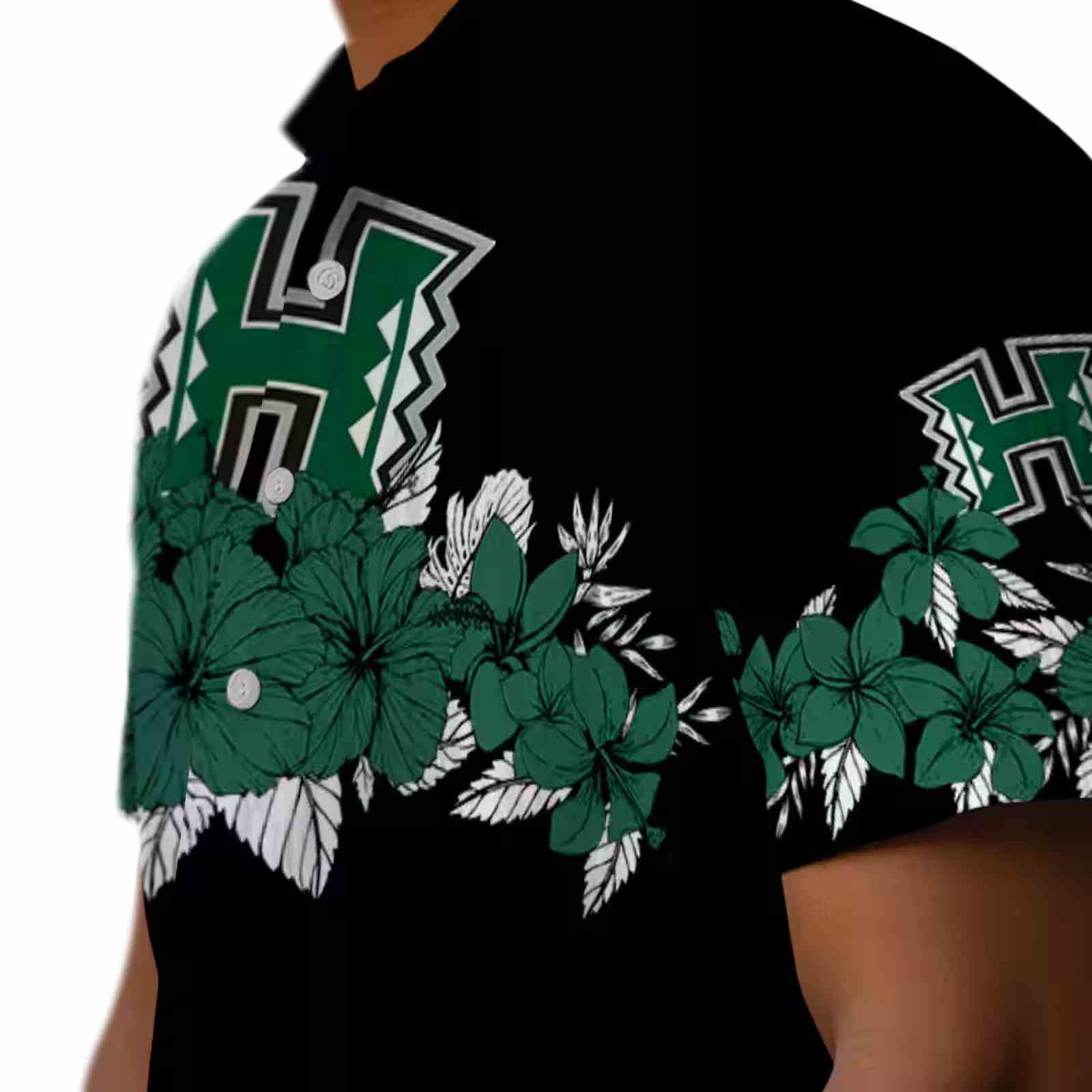 hawaii rainbow warriors hibiscus stripe green black hawaiian shirt trendy