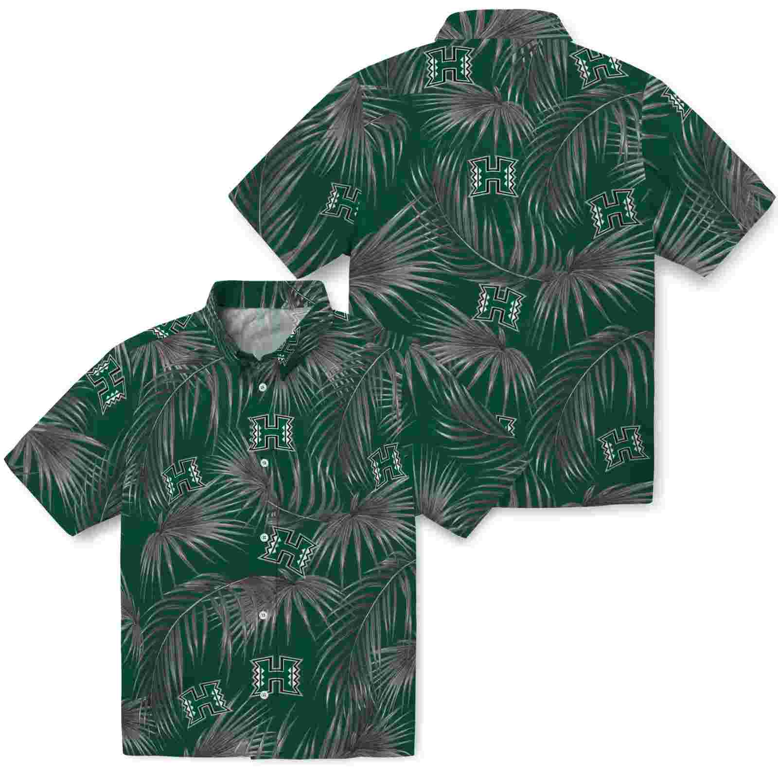 hawaii rainbow warriors leafy palms green hawaiian shirt high quality