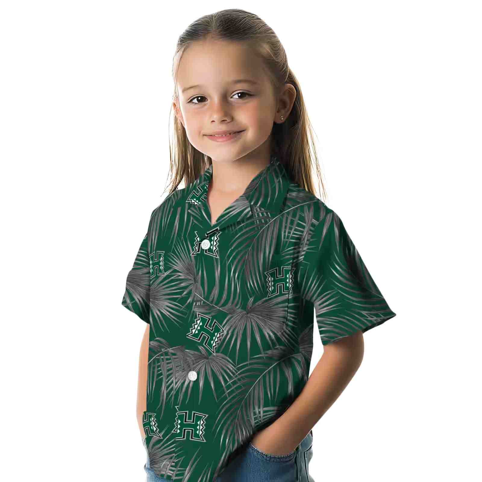 hawaii rainbow warriors leafy palms green hawaiian shirt premium grade