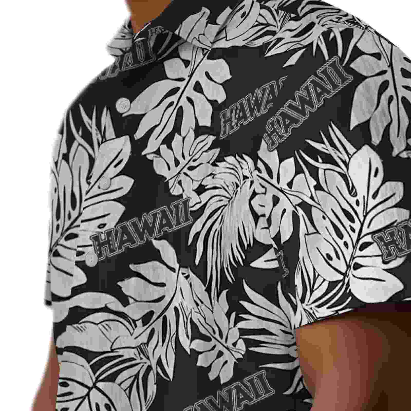 hawaii rainbow warriors monstera leaf pattern black hawaiian shirt trendy