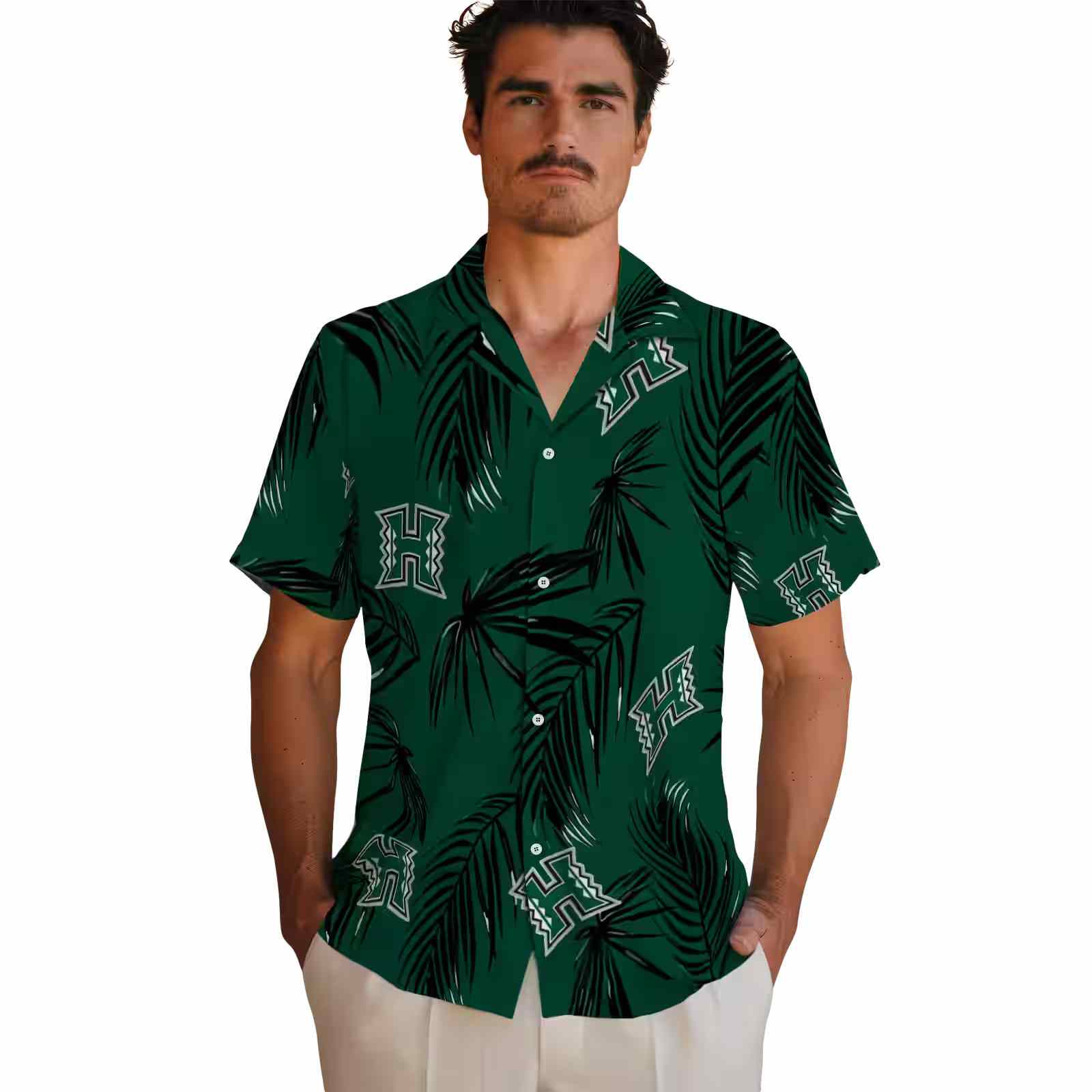 hawaii rainbow warriors palm leaf green hawaiian shirt fashion forward