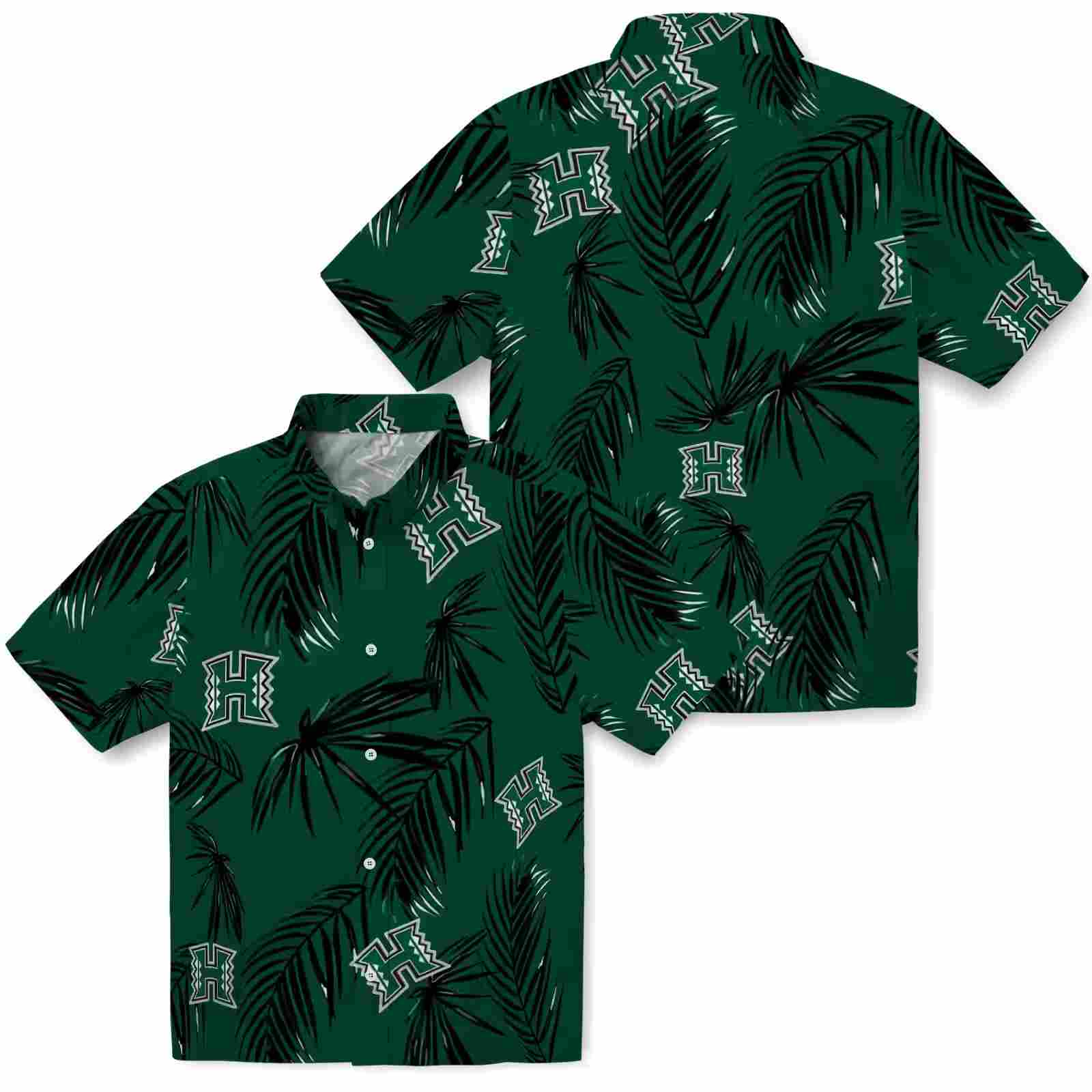 hawaii rainbow warriors palm leaf green hawaiian shirt high quality