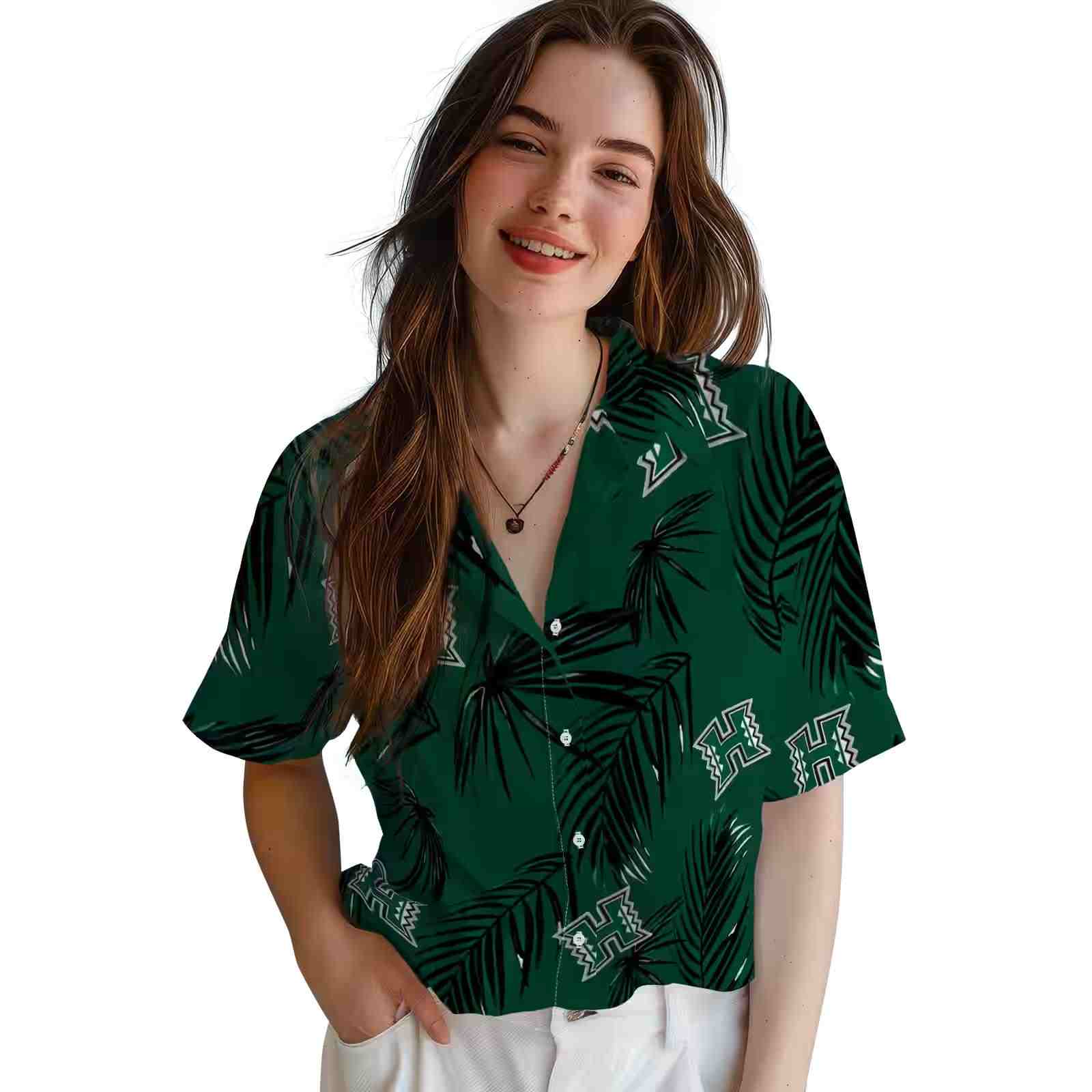 hawaii rainbow warriors palm leaf green hawaiian shirt latest model