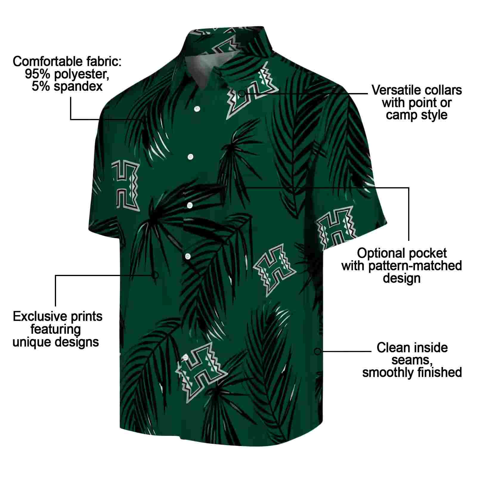 hawaii rainbow warriors palm leaf green hawaiian shirt new arrival