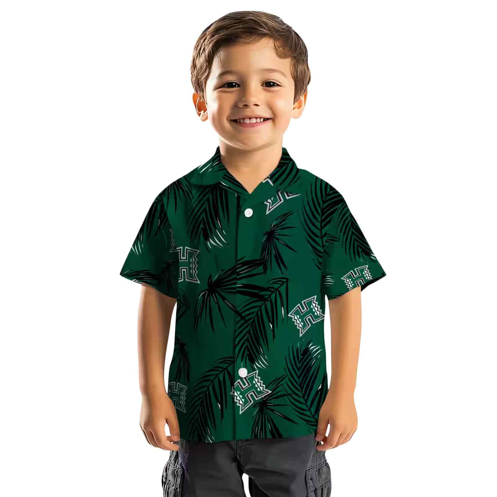 hawaii rainbow warriors palm leaf green hawaiian shirt top rated