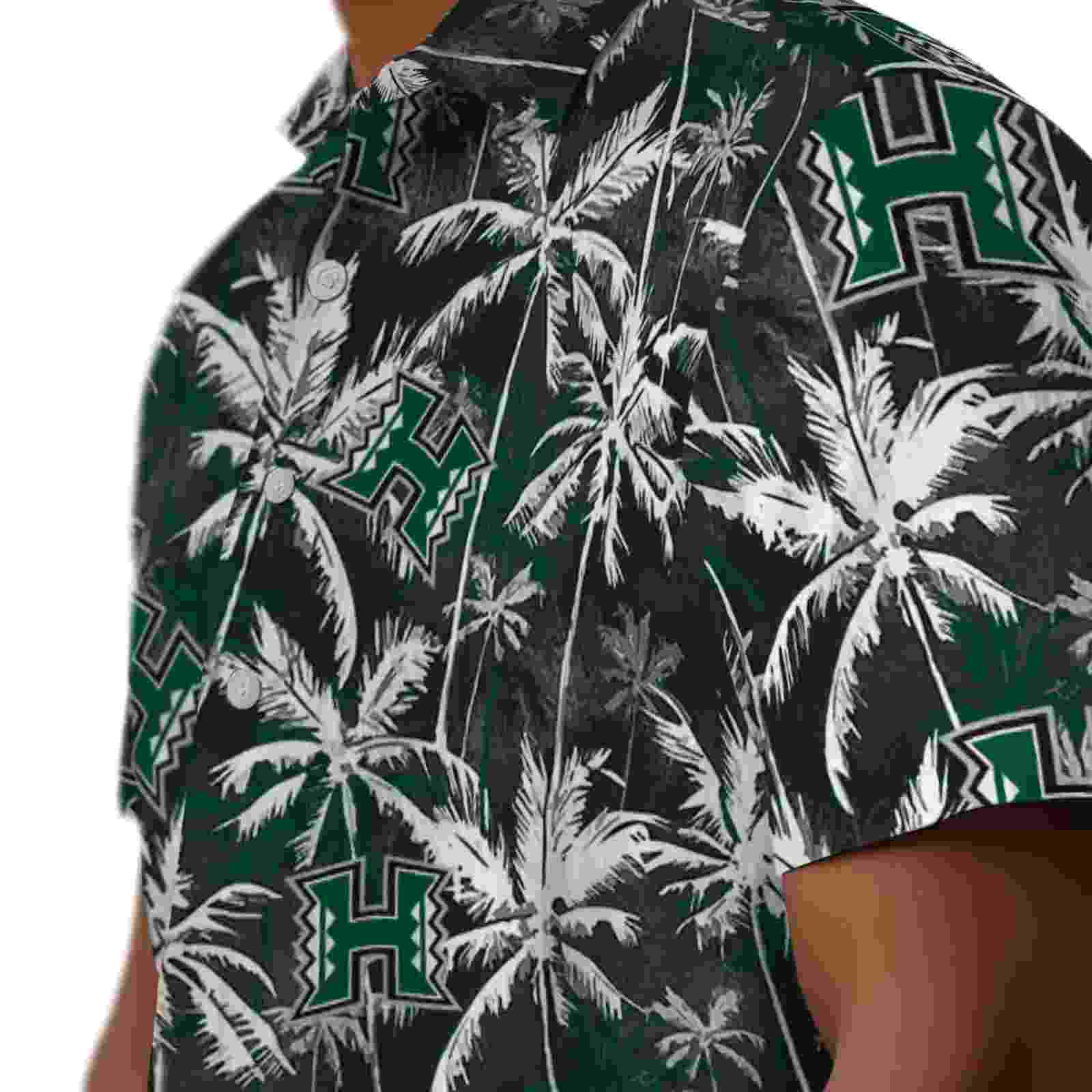 hawaii rainbow warriors palm pattern green black hawaiian shirt trendy