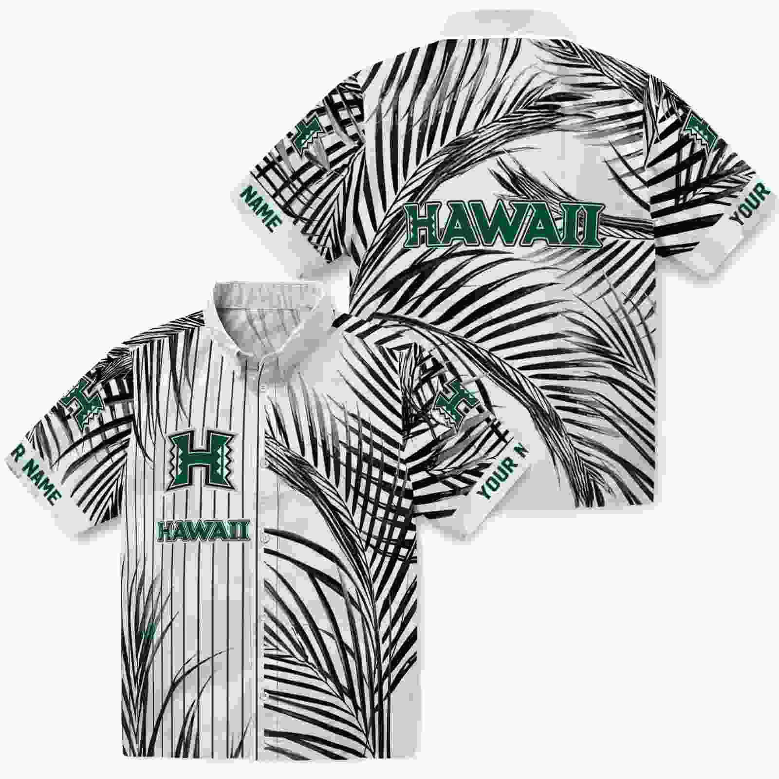 hawaii rainbow warriors palm stripes green black white hawaiian shirt high quality