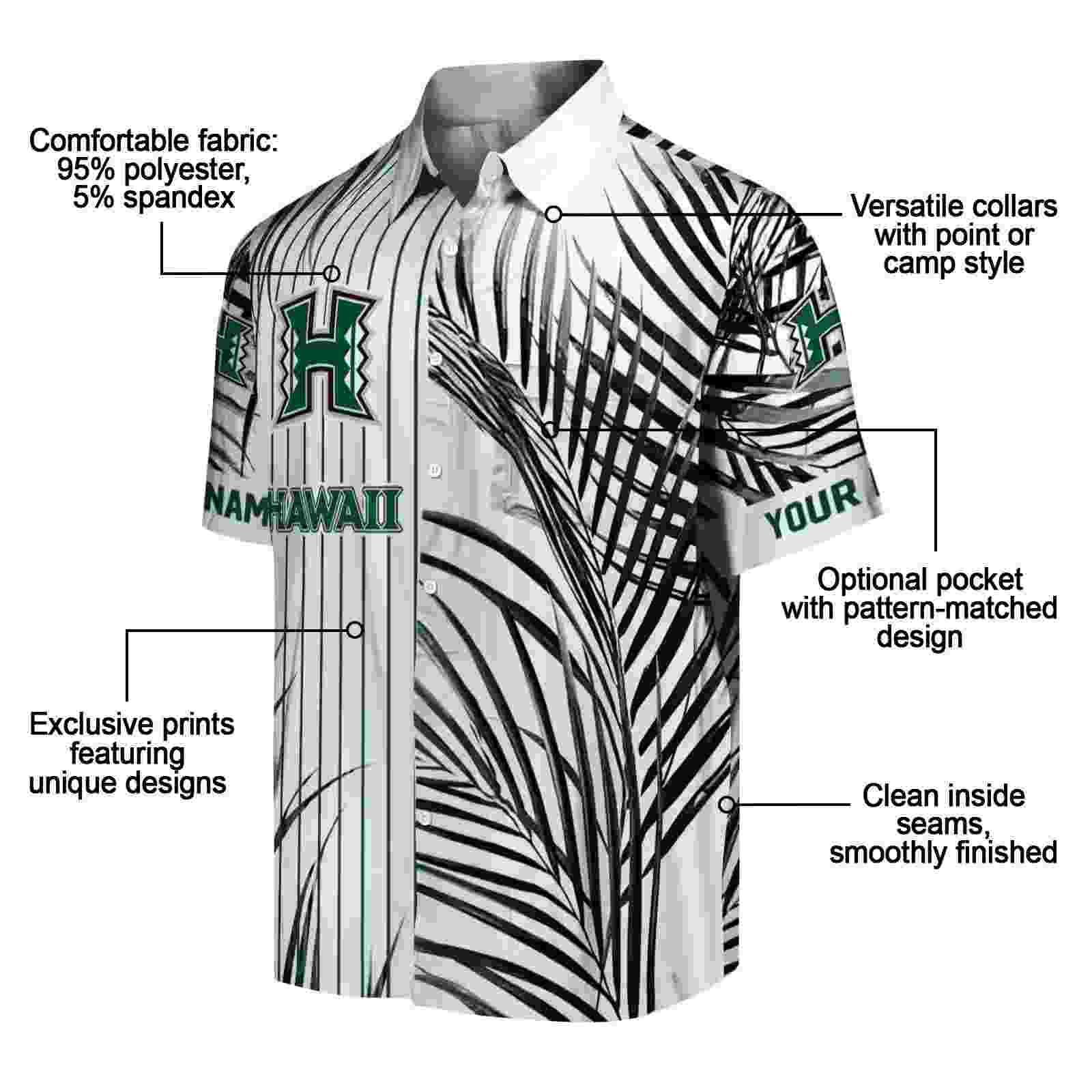 hawaii rainbow warriors palm stripes green black white hawaiian shirt new arrival