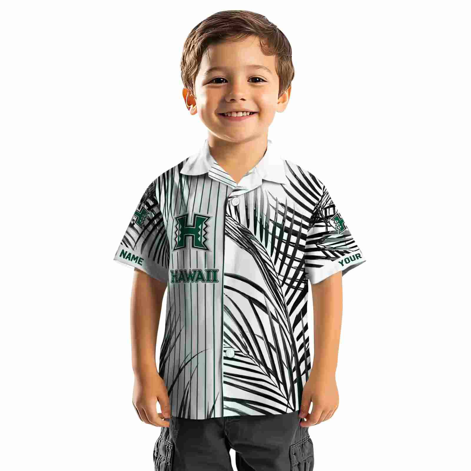 hawaii rainbow warriors palm stripes green black white hawaiian shirt top rated