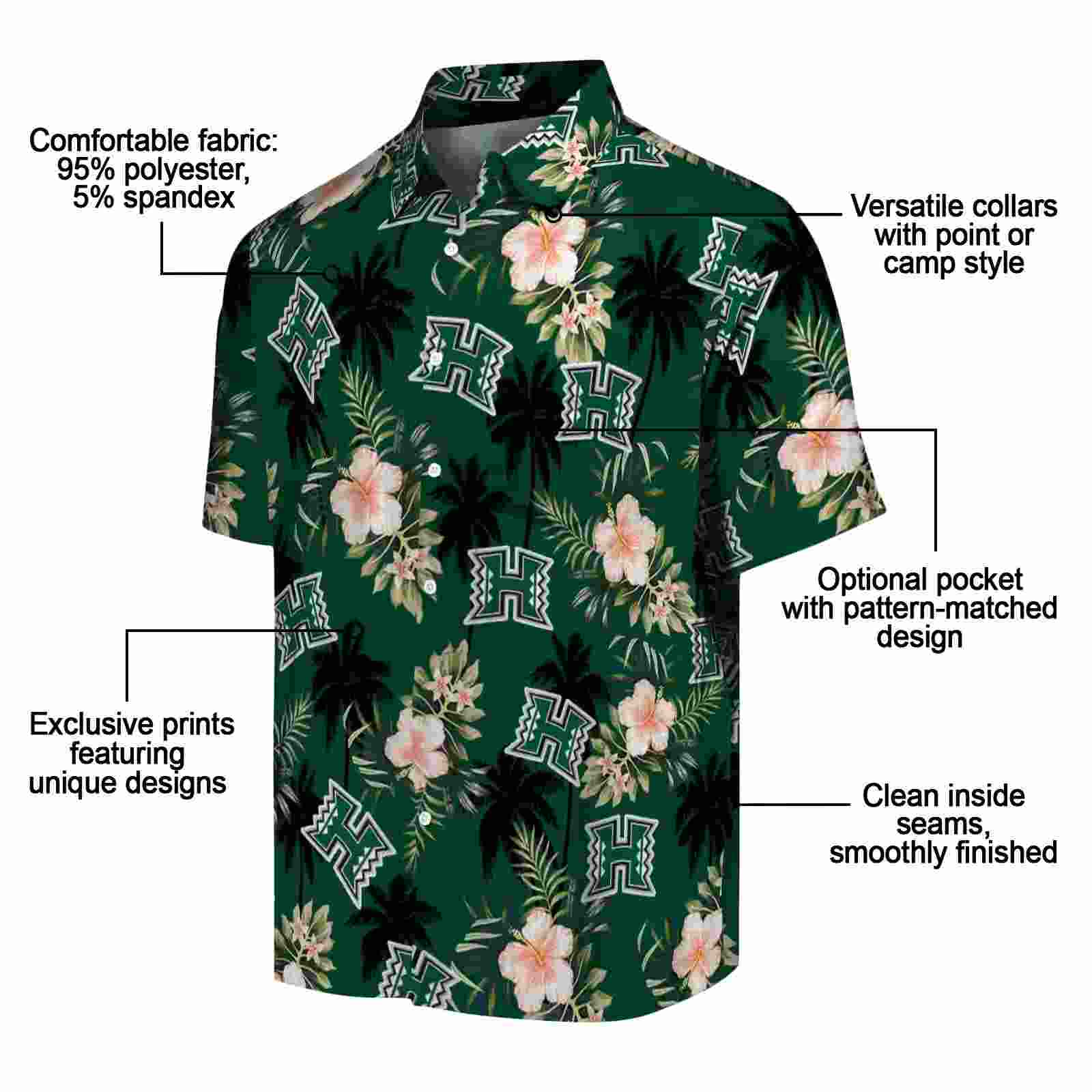 hawaii rainbow warriors palm tree flower green hawaiian shirt new arrival