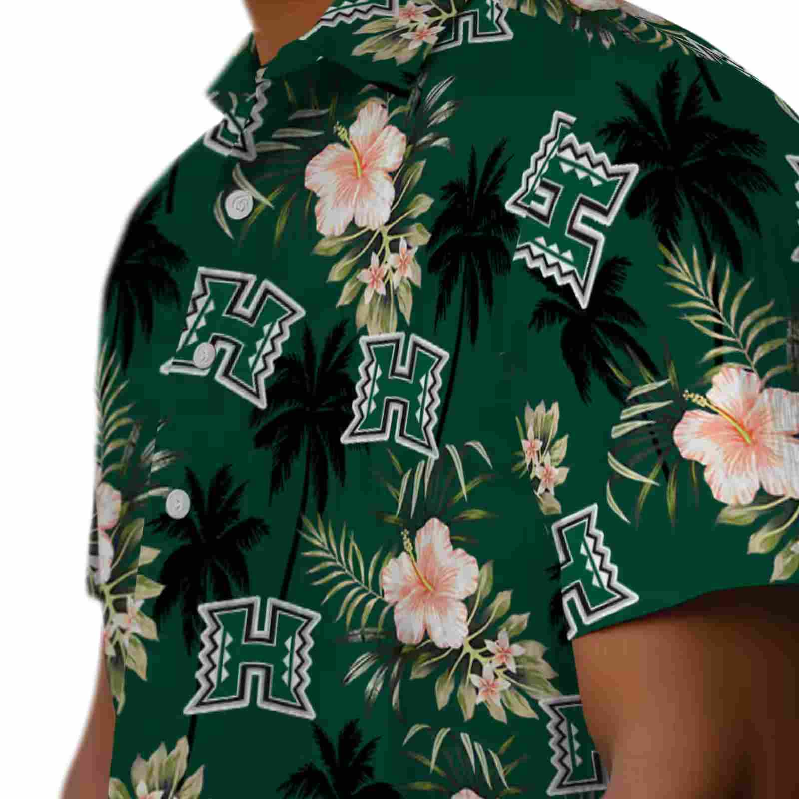 hawaii rainbow warriors palm tree flower green hawaiian shirt trendy