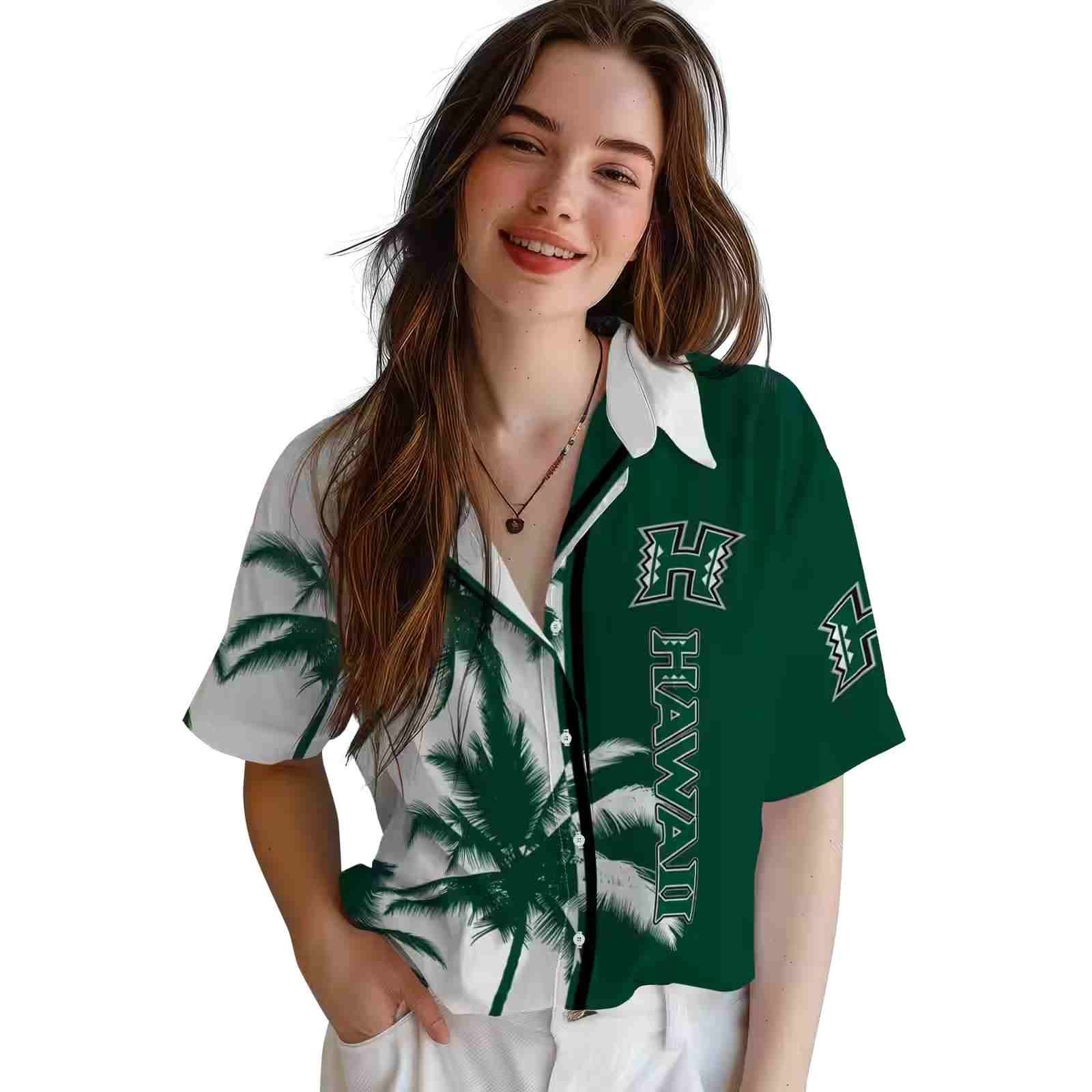 hawaii rainbow warriors palm trees green white hawaiian shirt latest model