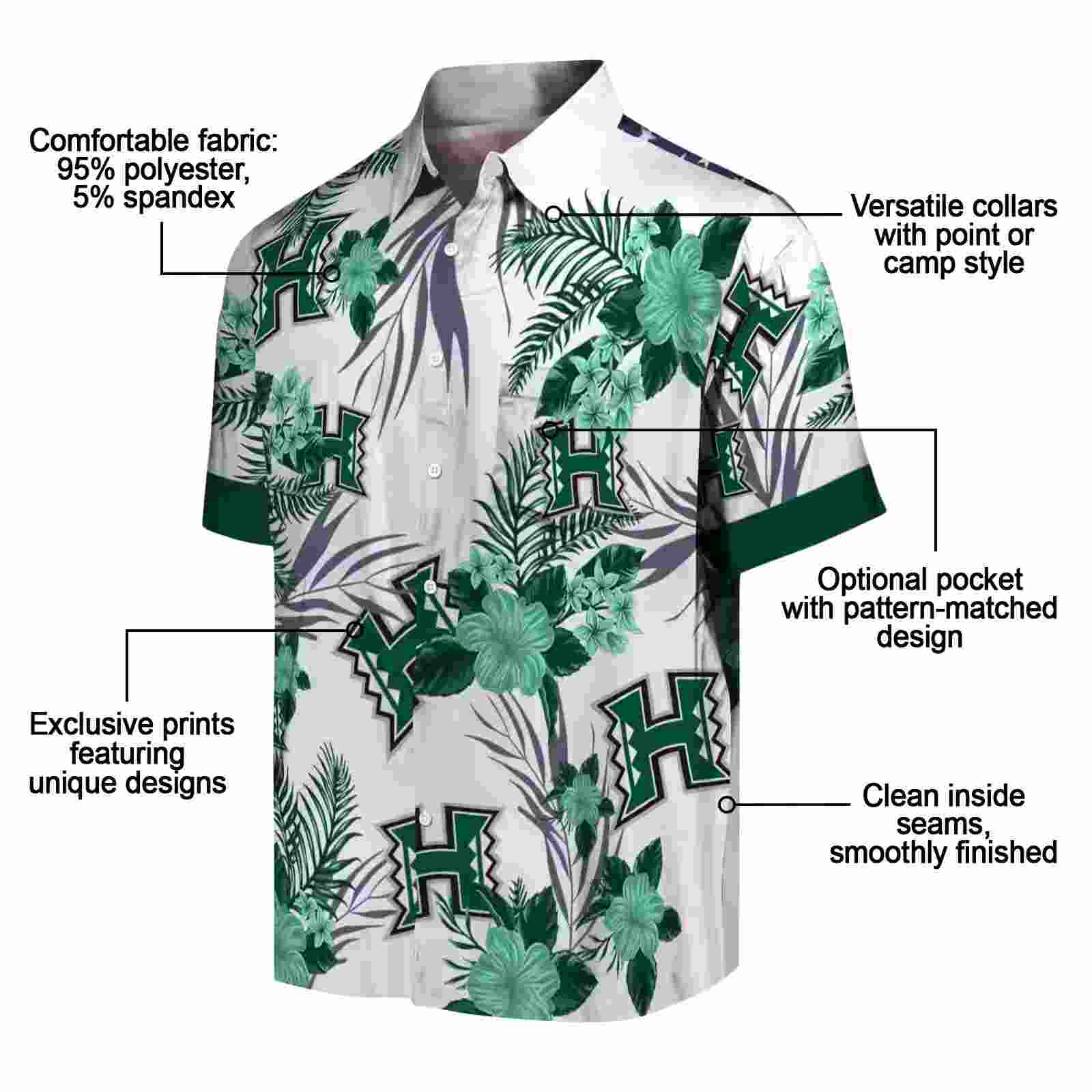 hawaii rainbow warriors patriotic hibiscus design green white hawaiian shirt new arrival