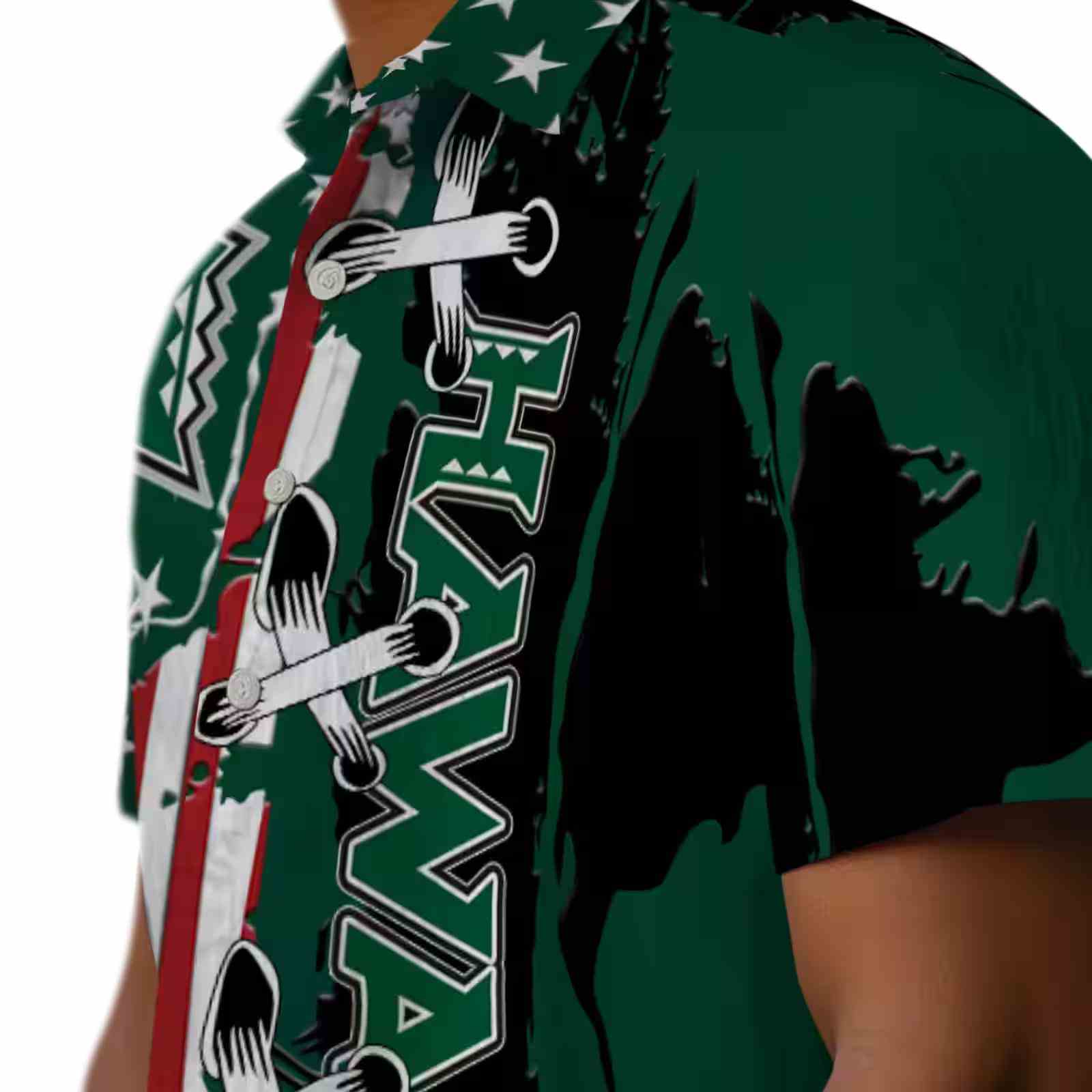 hawaii rainbow warriors stitched flag green hawaiian shirt trendy